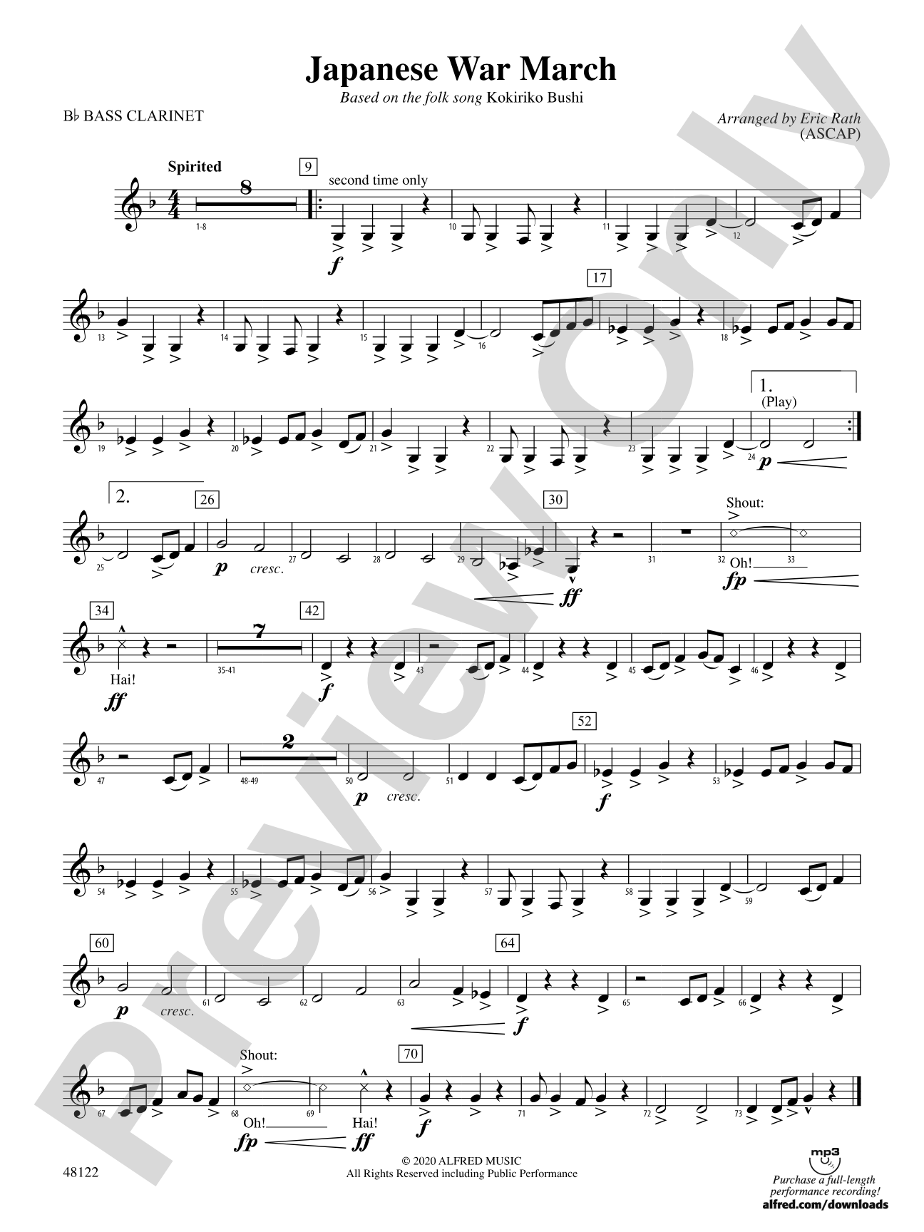 Japanese War March: B-flat Bass Clarinet