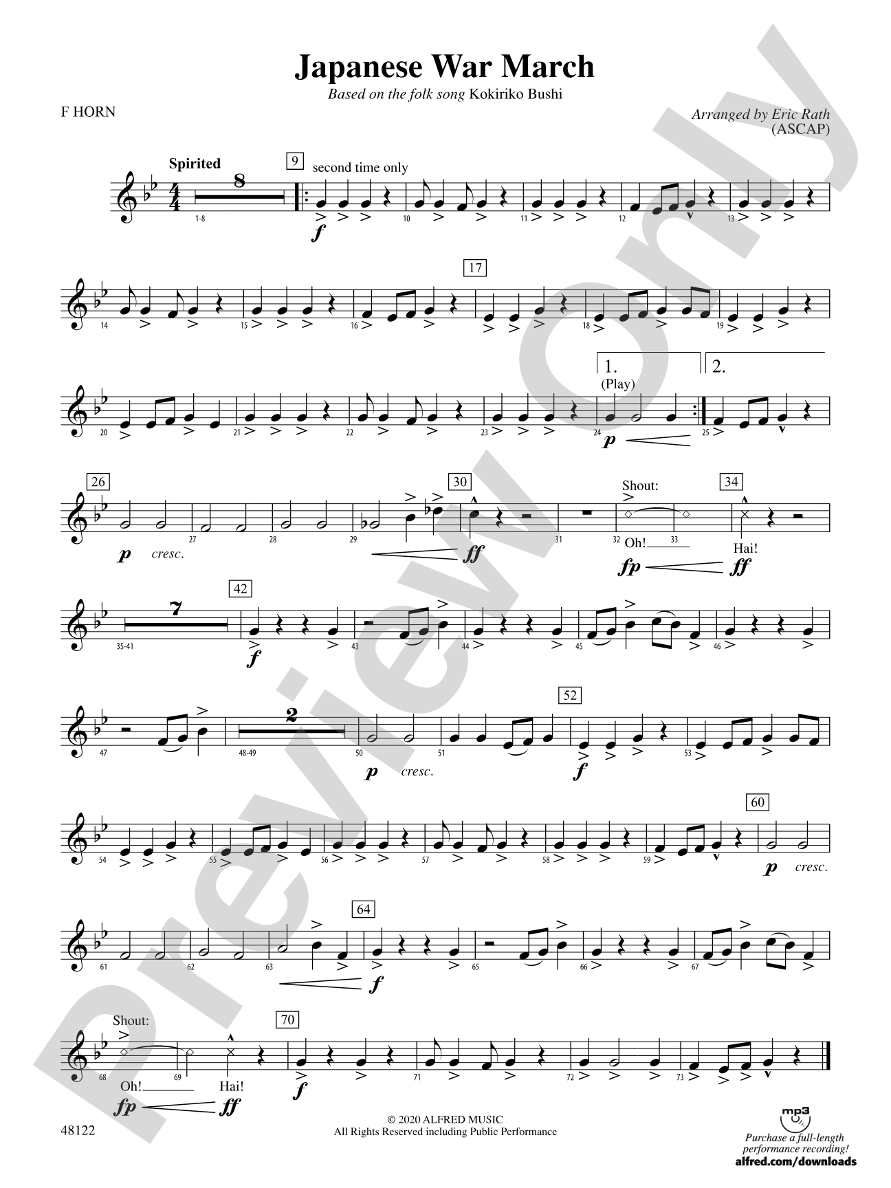 Japanese War March: 1st F Horn