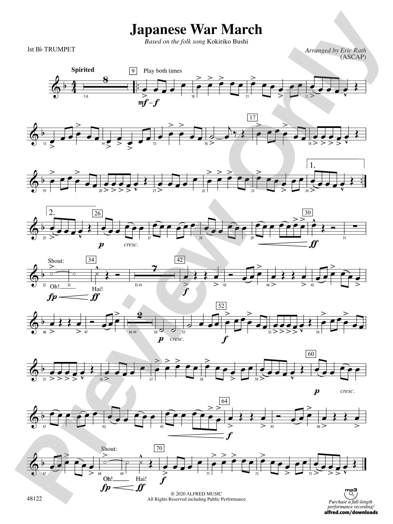 Japanese War March: 1st B-flat Trumpet