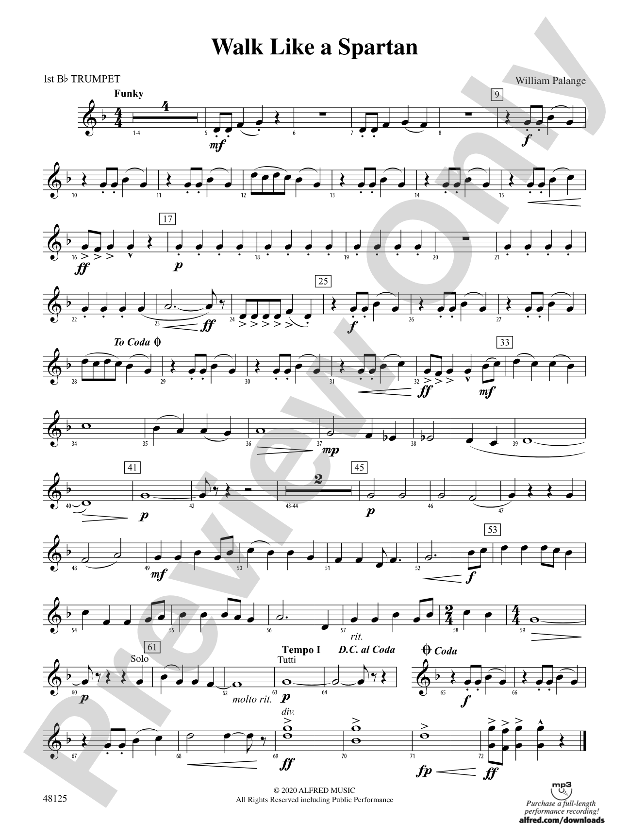 Walk Like a Spartan: 1st B-flat Trumpet