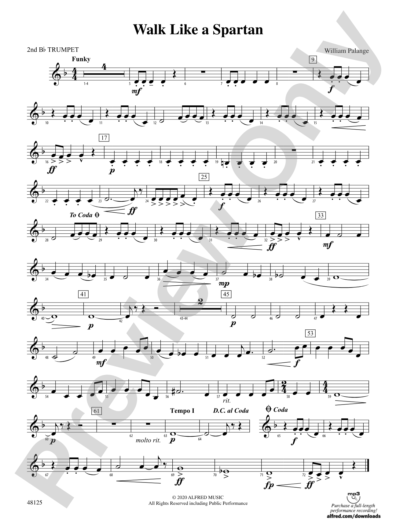 Walk Like a Spartan: 2nd B-flat Trumpet