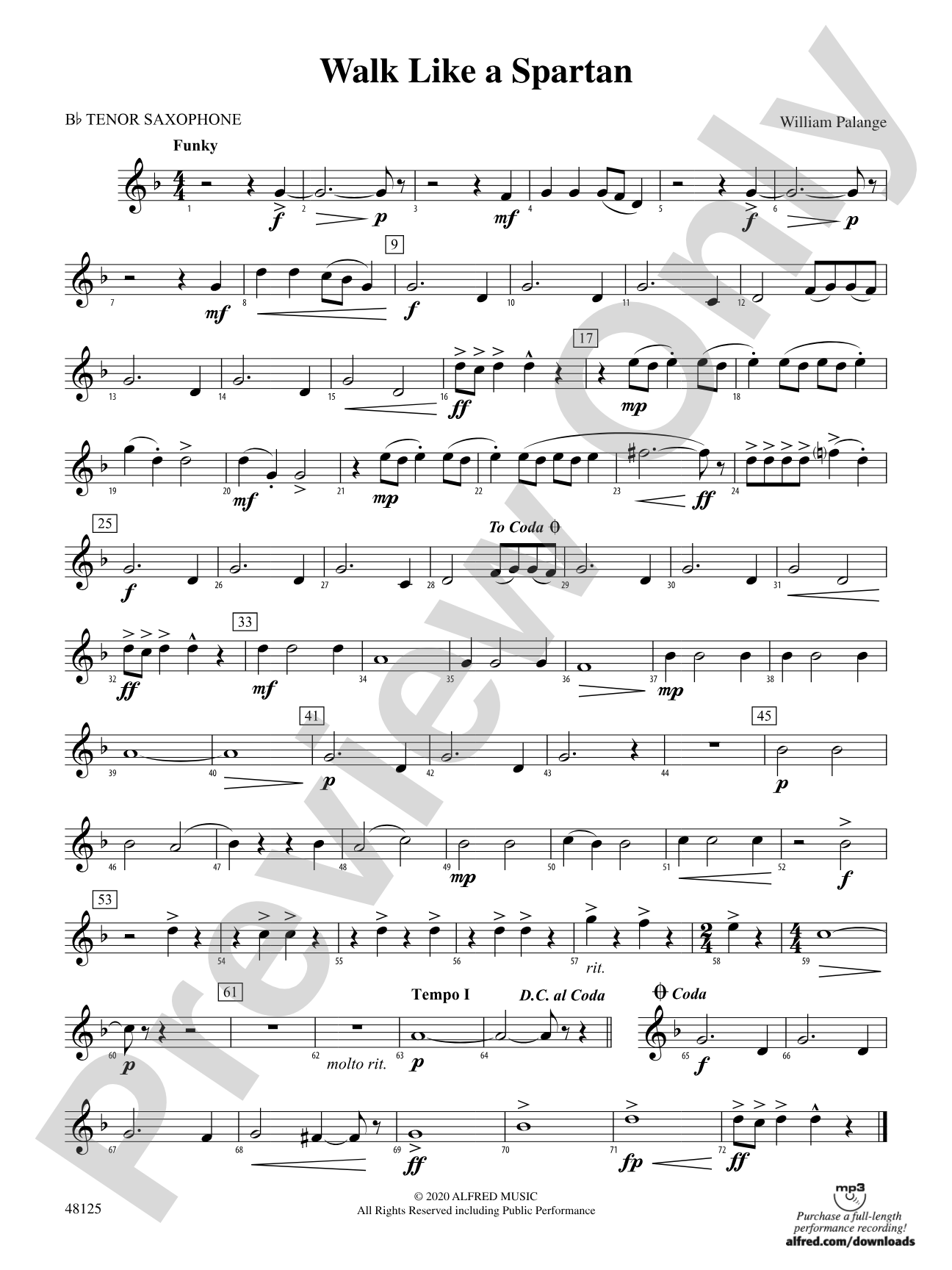 Walk Like a Spartan: B-flat Tenor Saxophone