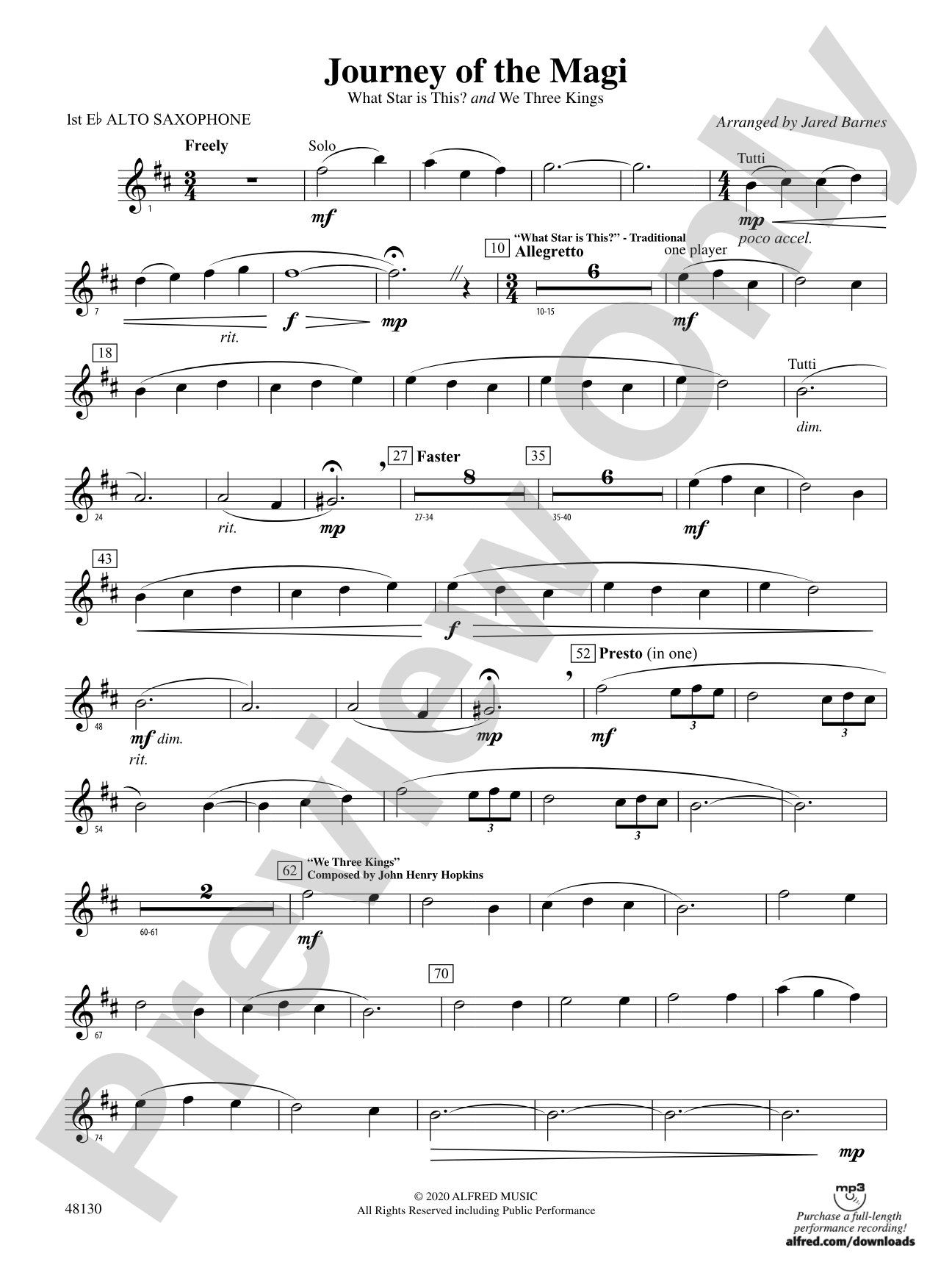 Journey of the Magi: E-flat Alto Saxophone