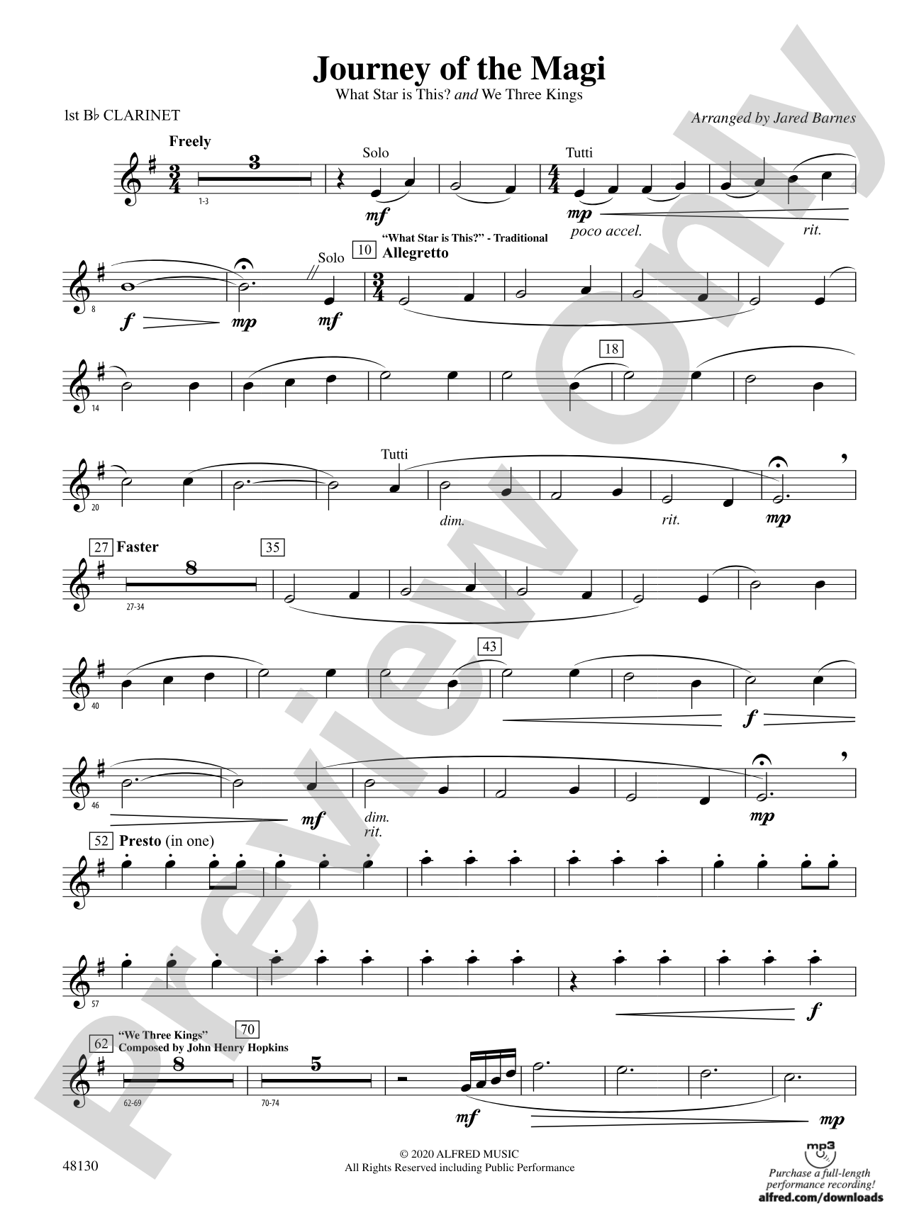 Journey of the Magi: 1st B-flat Clarinet