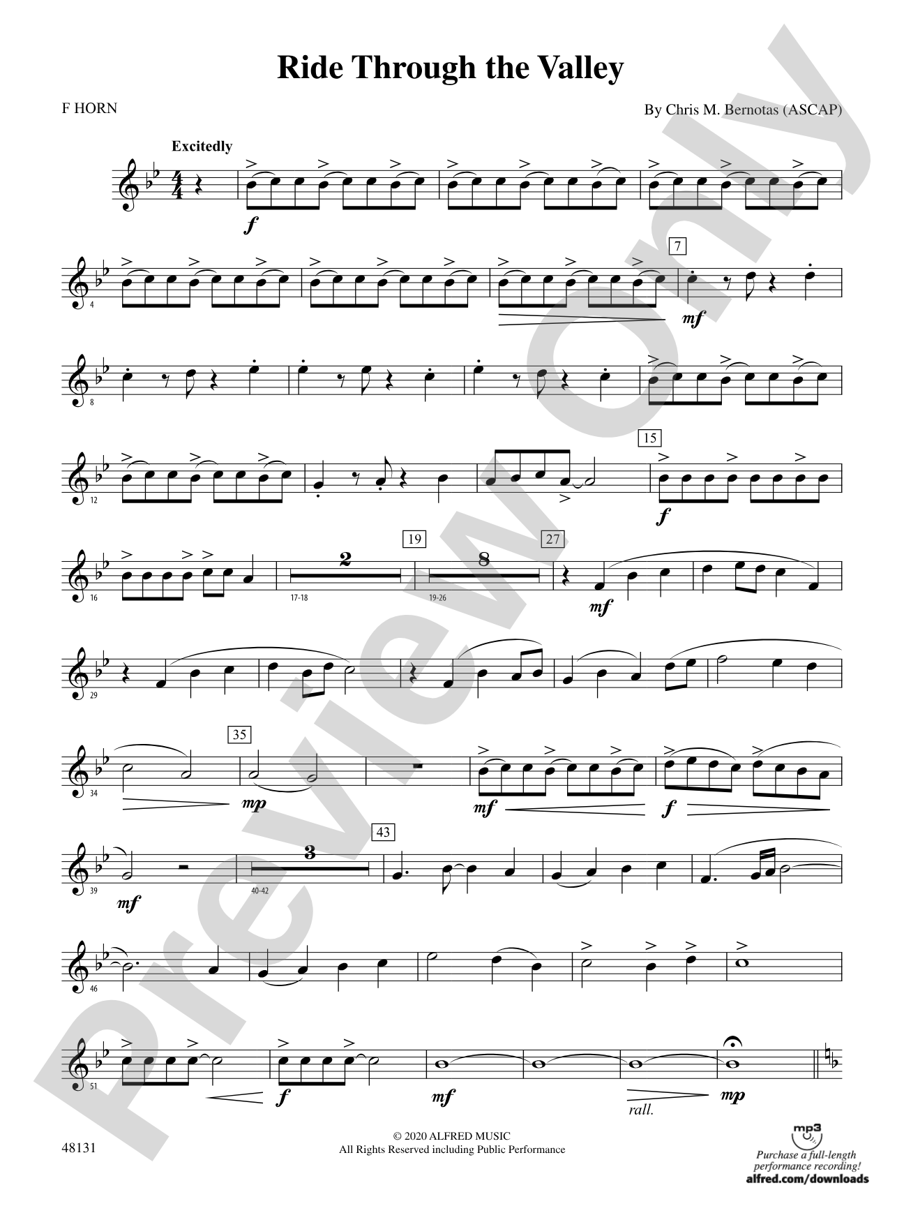 Ride Through the Valley: 1st F Horn