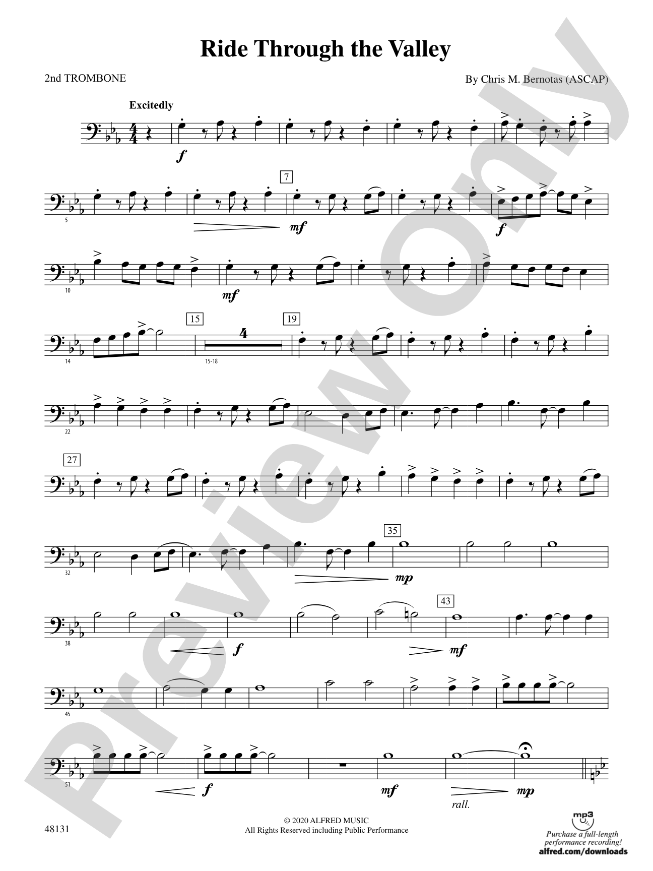 Ride Through the Valley: 2nd Trombone