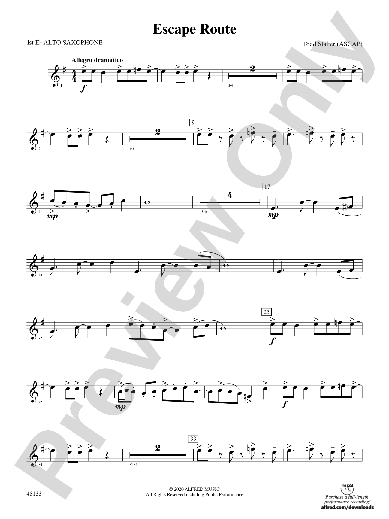 Escape Route: E-flat Alto Saxophone