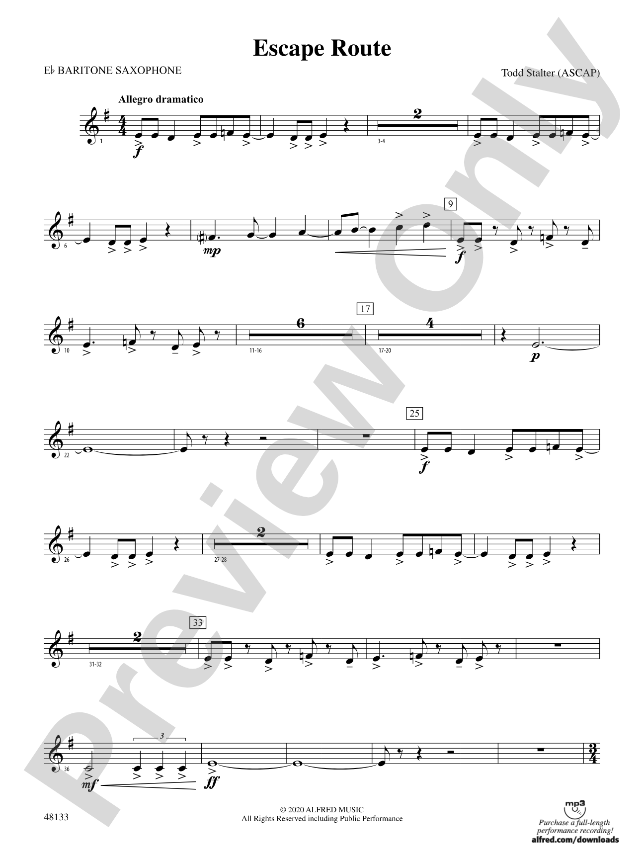 Escape Route: E-flat Baritone Saxophone