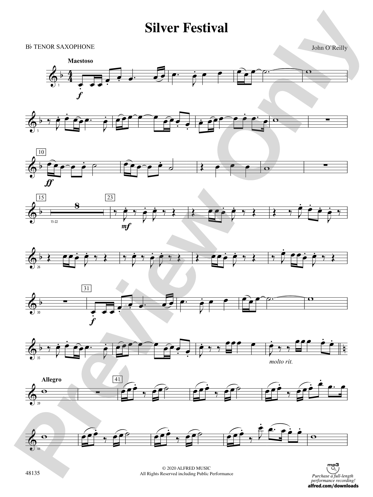 Silver Festival: B-flat Tenor Saxophone