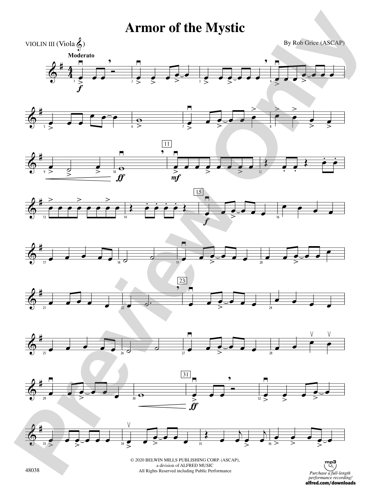 Armor of the Mystic: 3rd Violin (Viola [TC])
