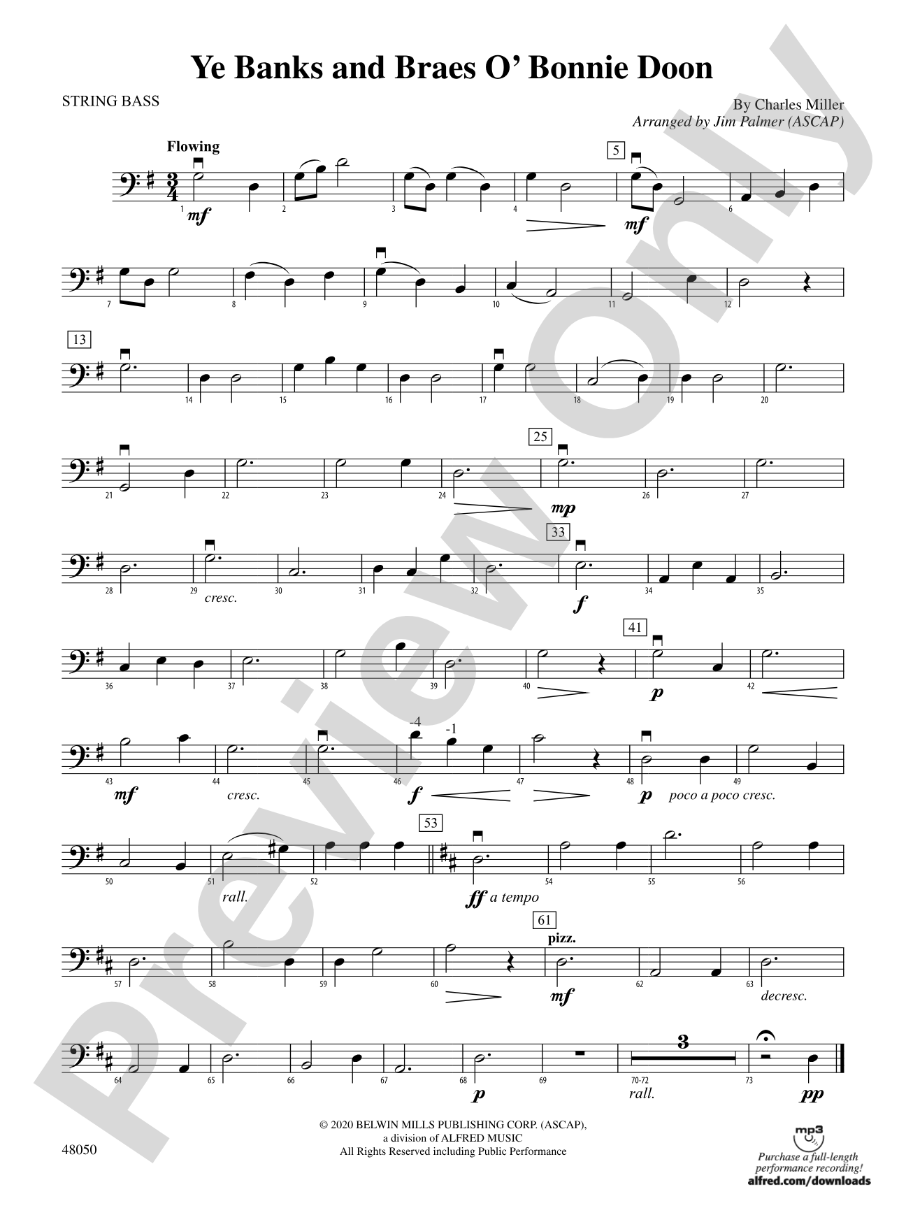 Ye Banks and Braes O' Bonnie Doon: String Bass