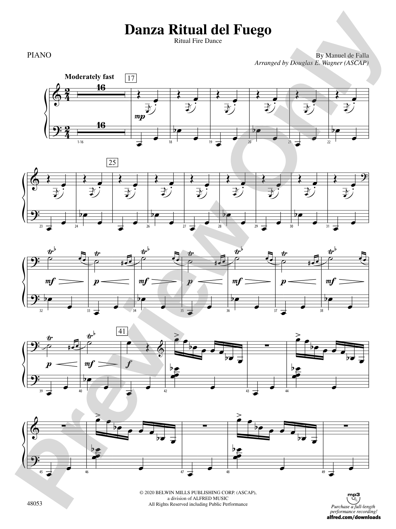 Danza Ritual del Fuego: Piano Accompaniment