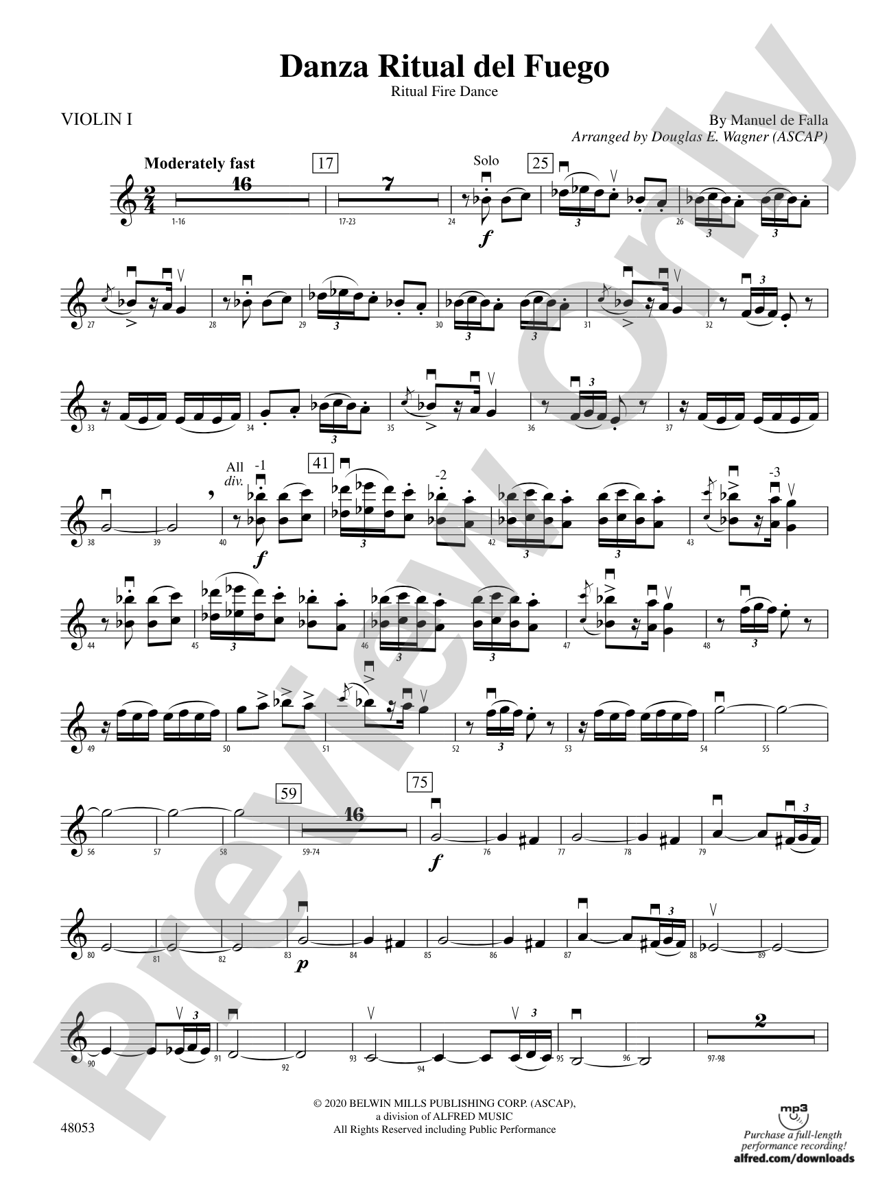 Danza Ritual del Fuego: 1st Violin