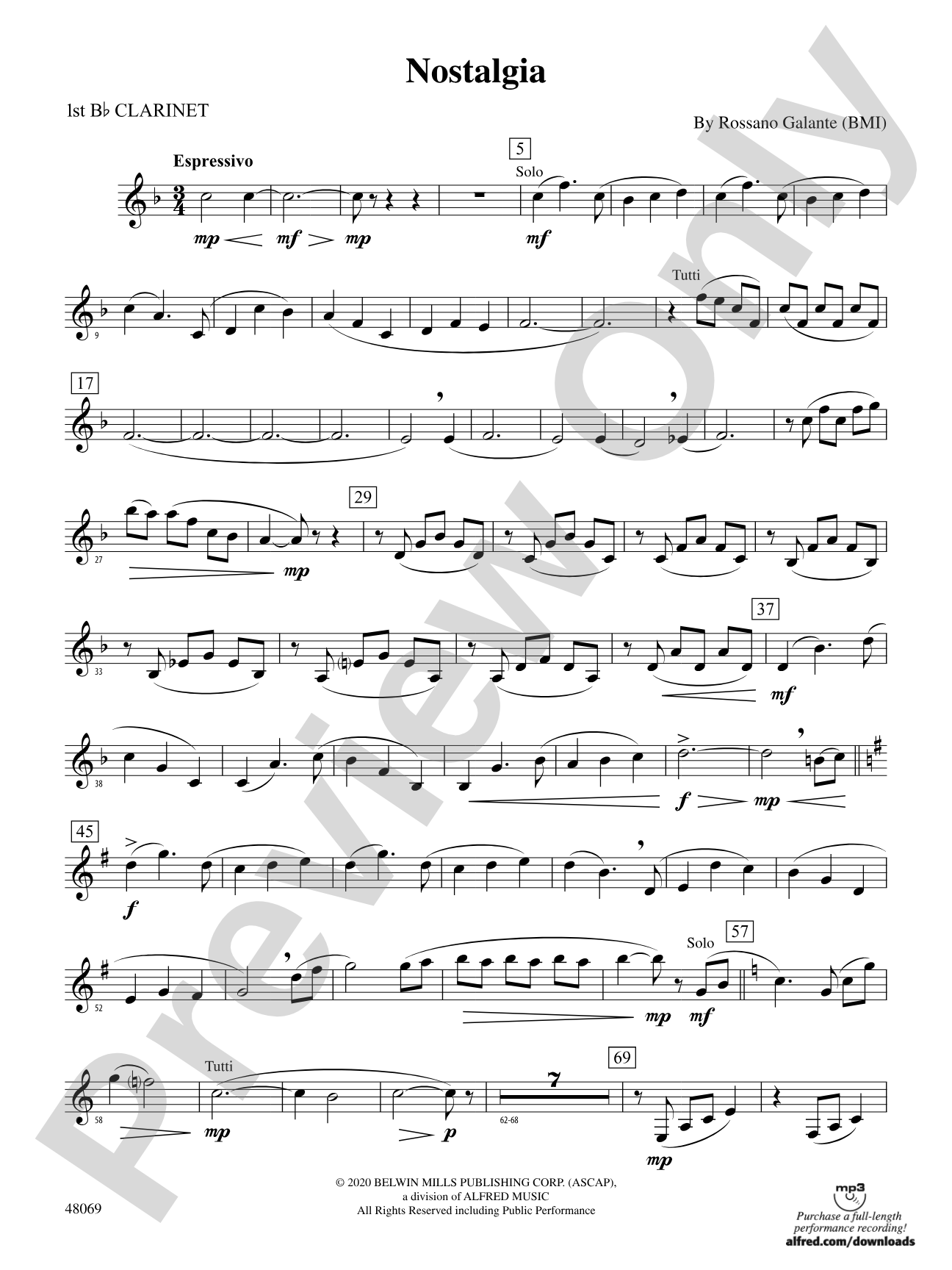 Nostalgia: 1st B-flat Clarinet