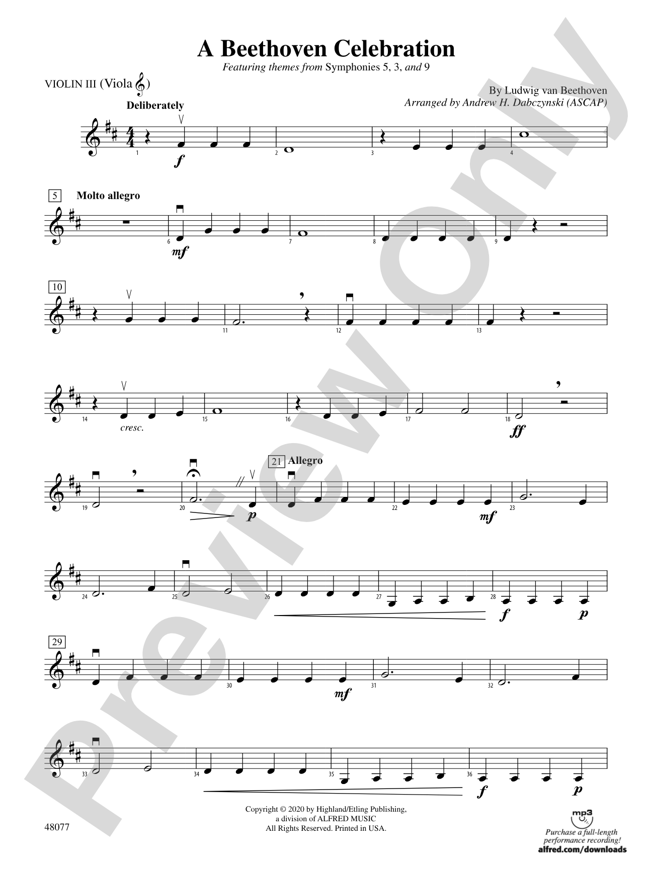 A Beethoven Celebration: 3rd Violin (Viola [TC])