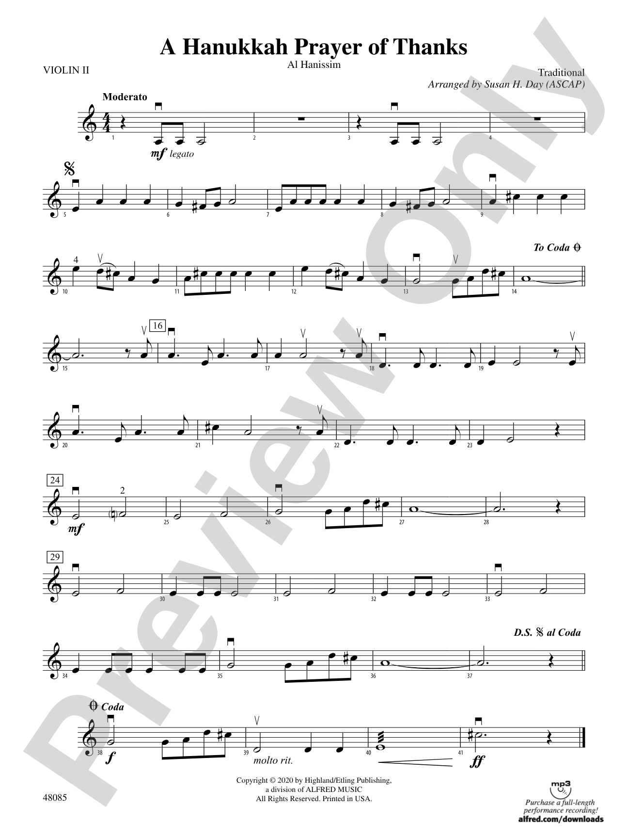 A Hanukkah Prayer of Thanks: 2nd Violin