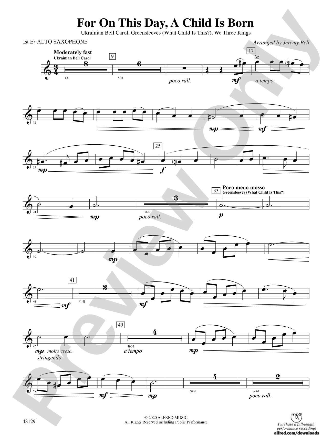 For On This Day, A Child Is Born: E-flat Alto Saxophone
