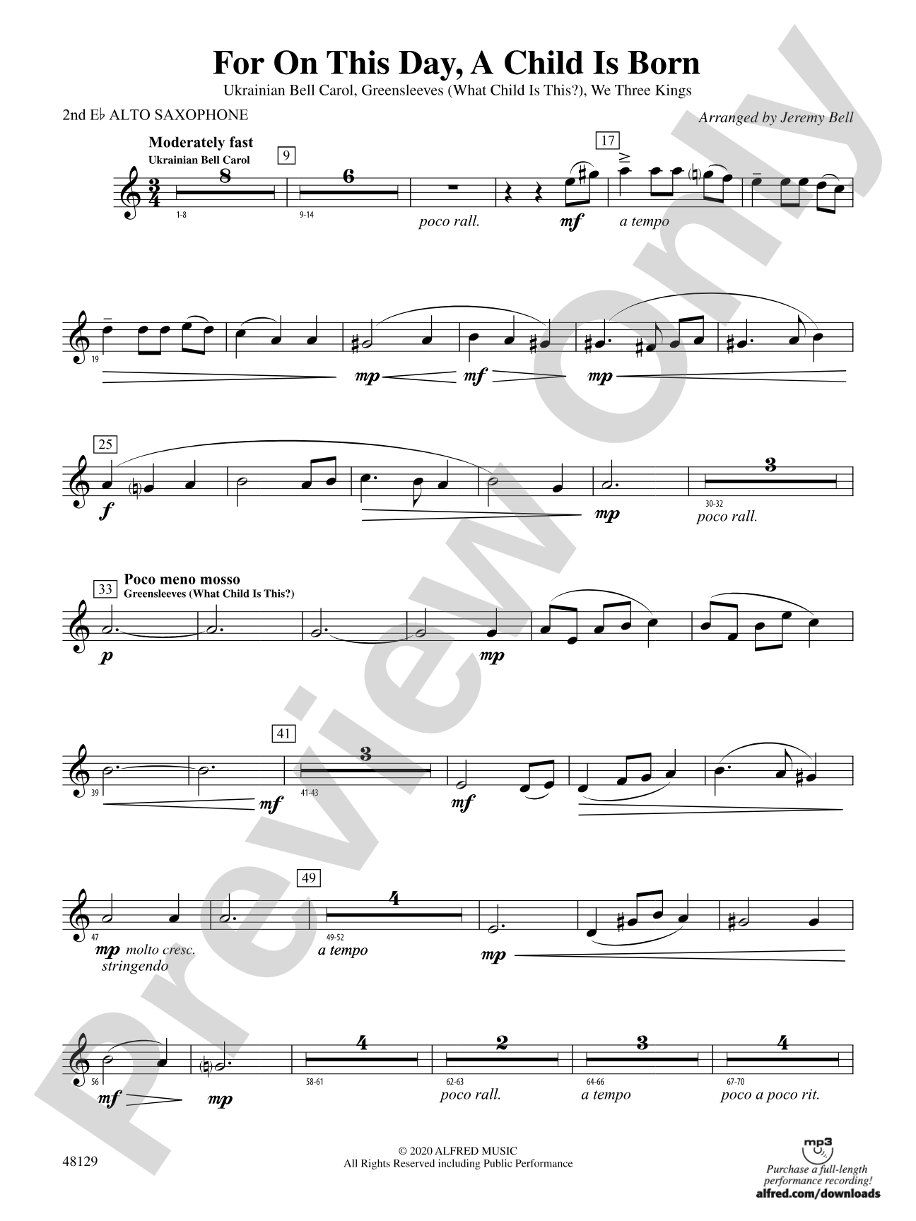 For On This Day, A Child Is Born: 2nd E-flat Alto Saxophone