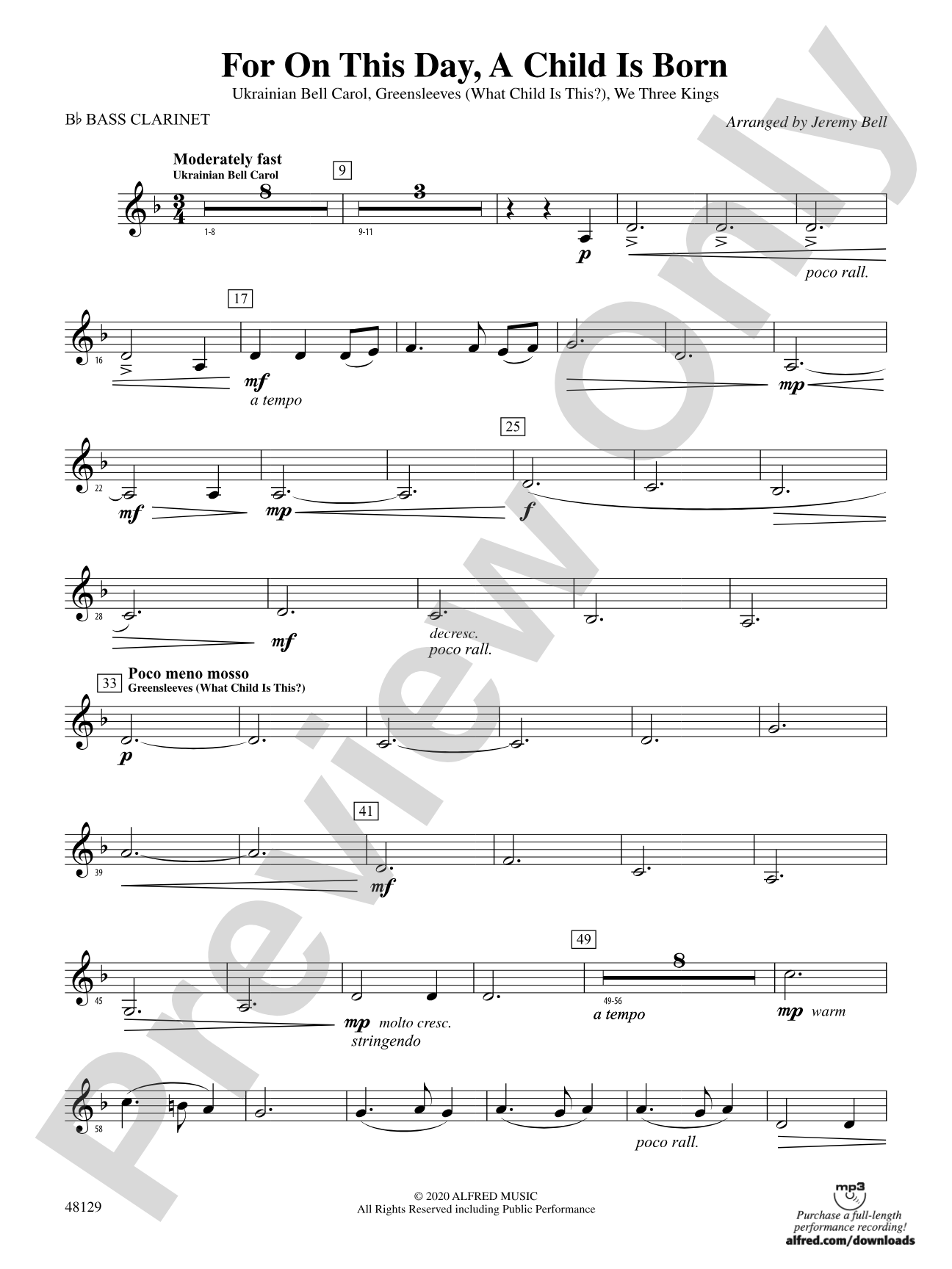 For On This Day, A Child Is Born: B-flat Bass Clarinet