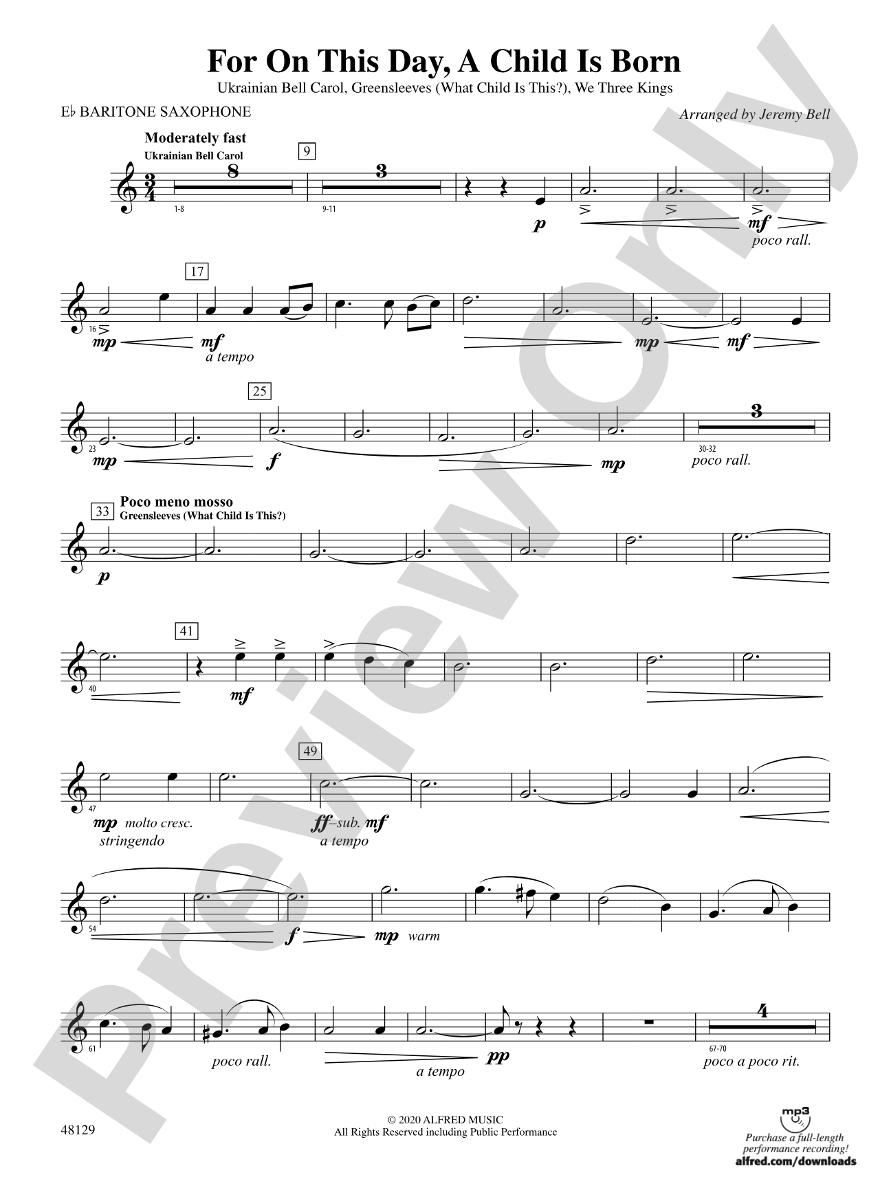 For On This Day, A Child Is Born: E-flat Baritone Saxophone
