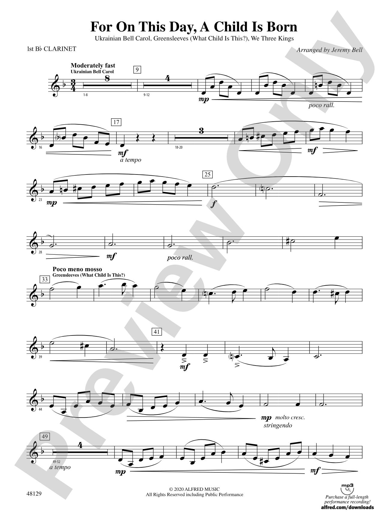 For On This Day, A Child Is Born: 1st B-flat Clarinet