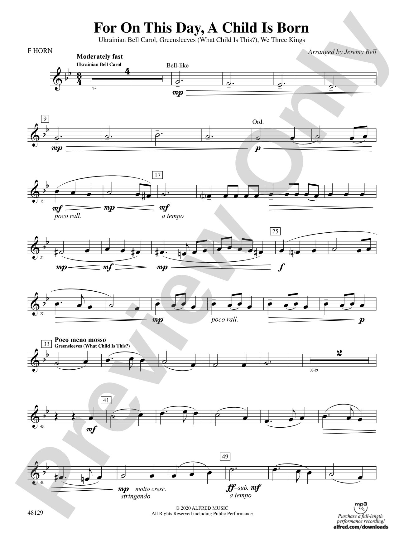 For On This Day, A Child Is Born: 1st F Horn