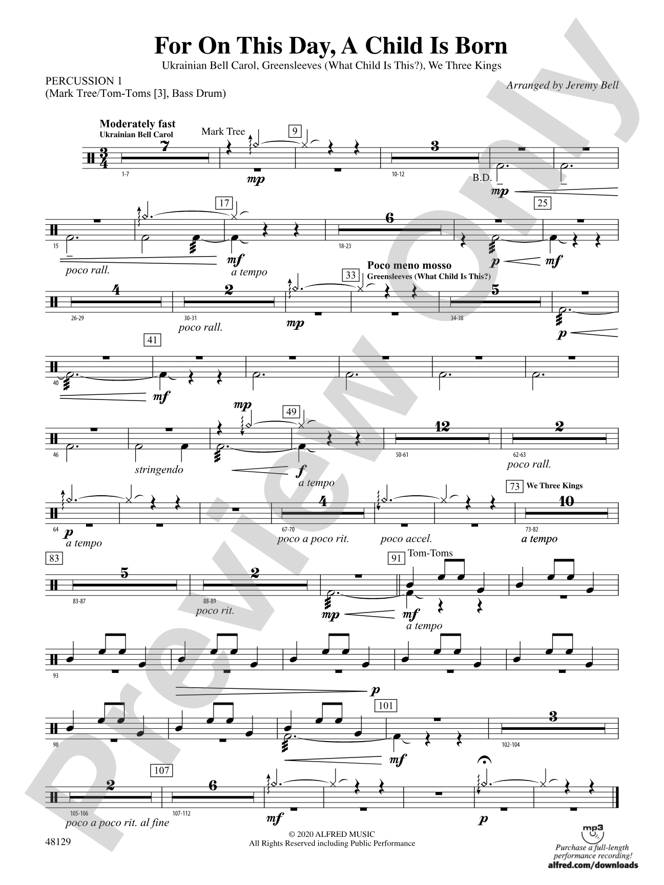 For On This Day, A Child Is Born: 1st Percussion