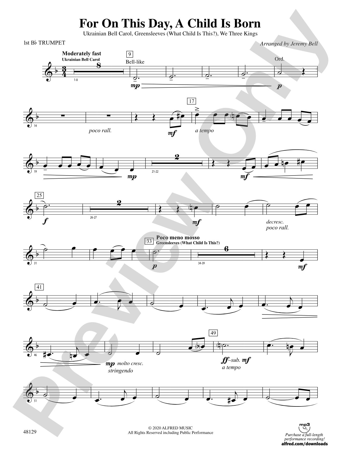 For On This Day, A Child Is Born: 1st B-flat Trumpet