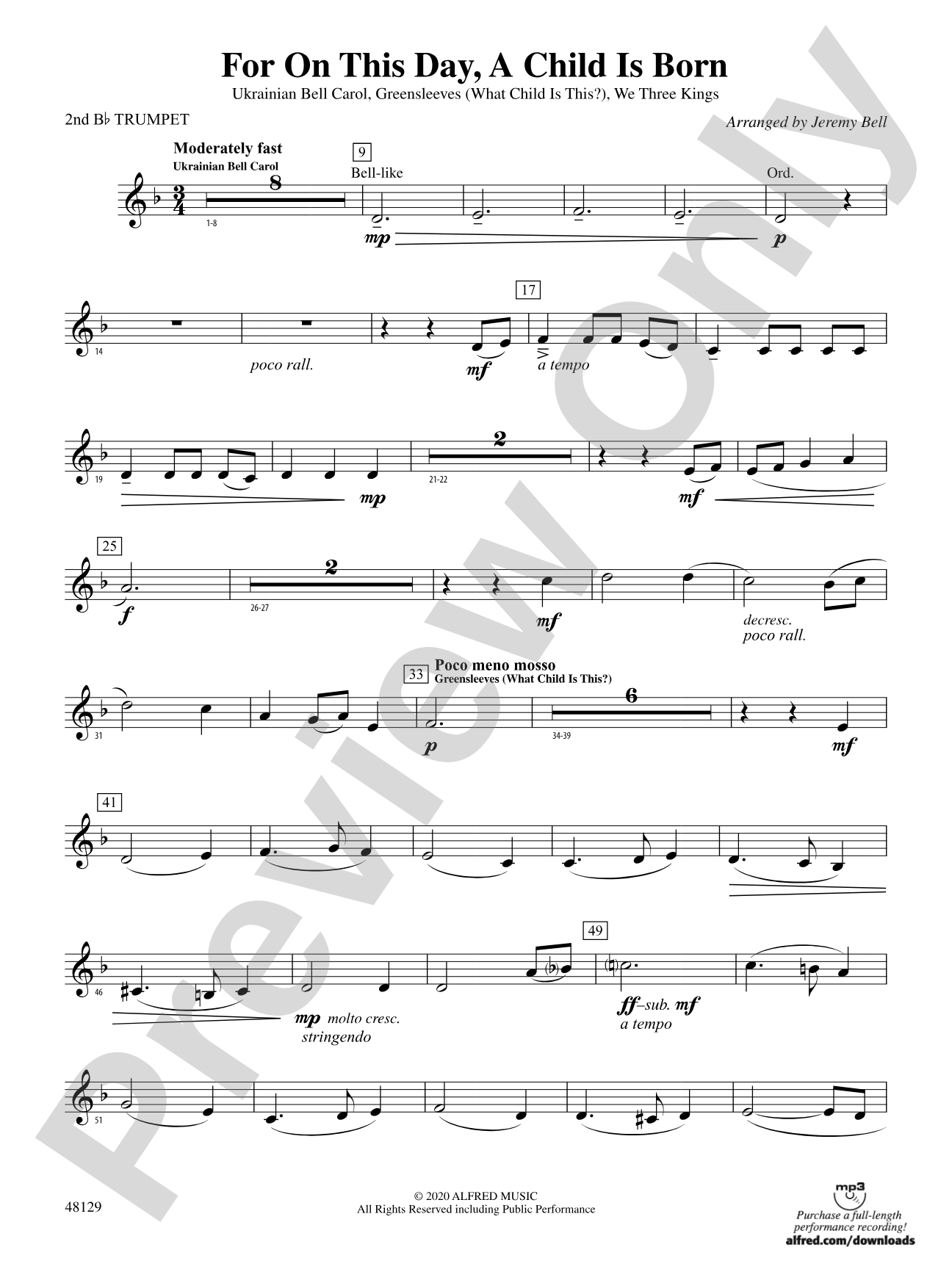 For On This Day, A Child Is Born: 2nd B-flat Trumpet