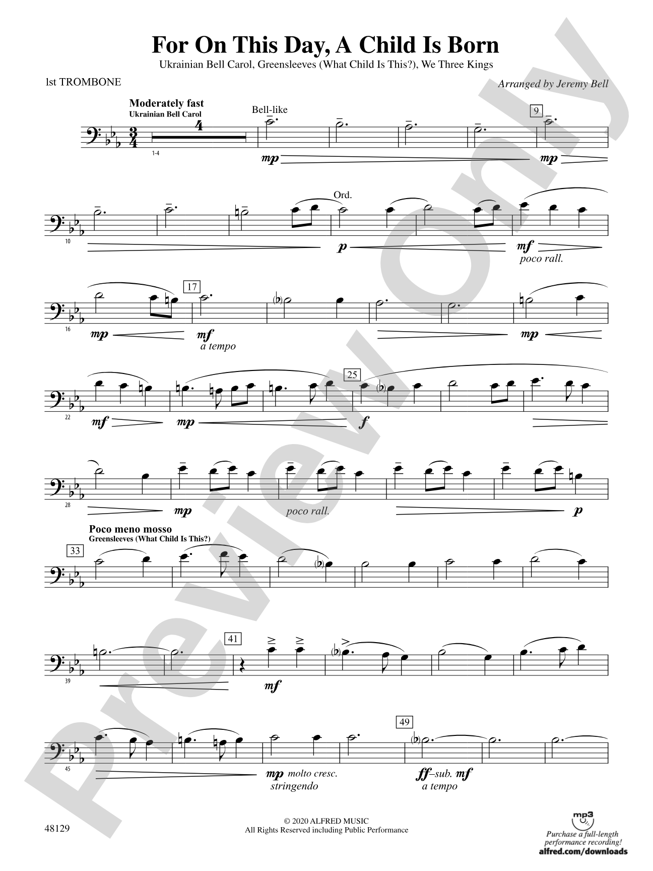 For On This Day, A Child Is Born: 1st Trombone