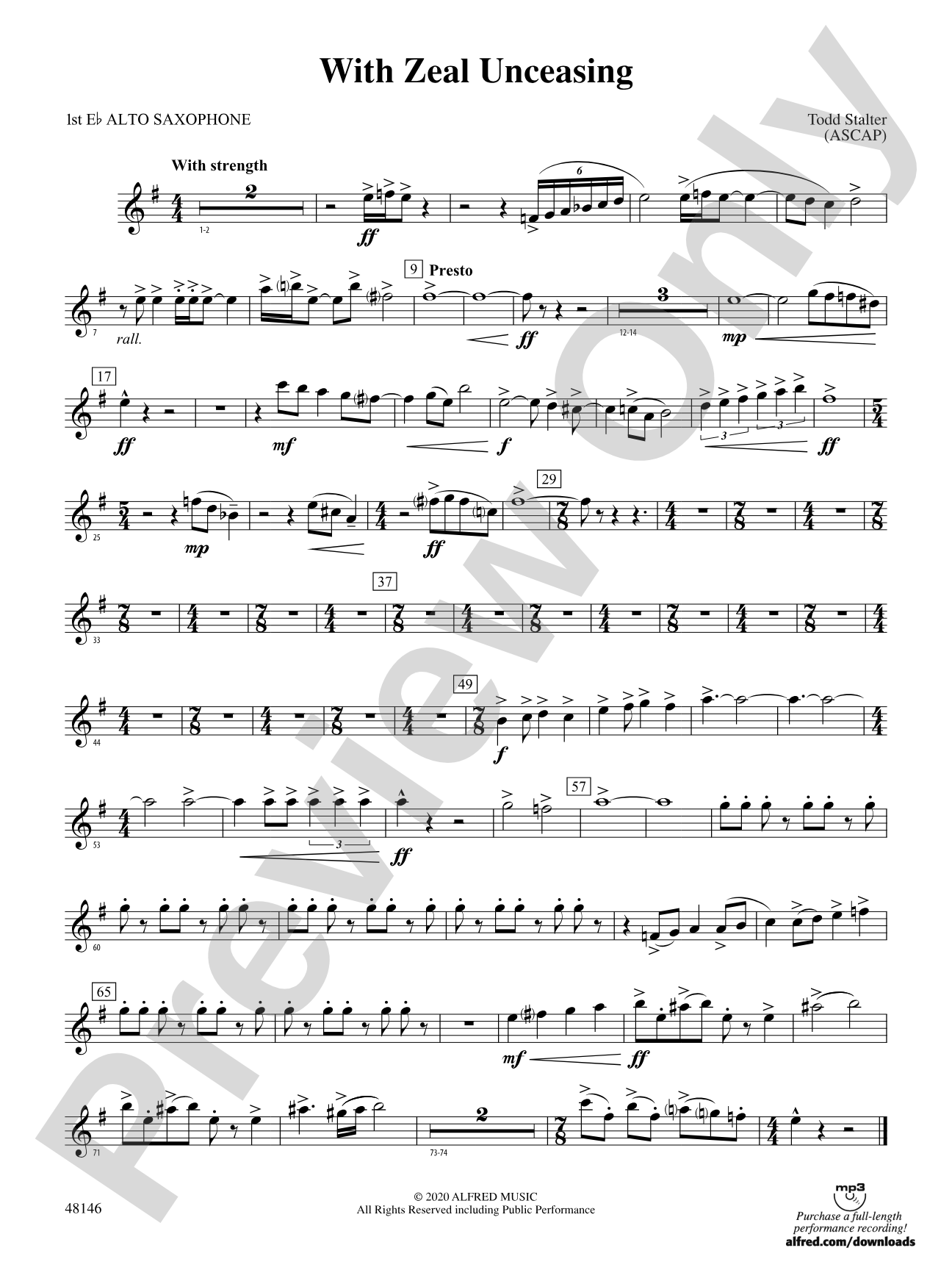 With Zeal Unceasing: E-flat Alto Saxophone