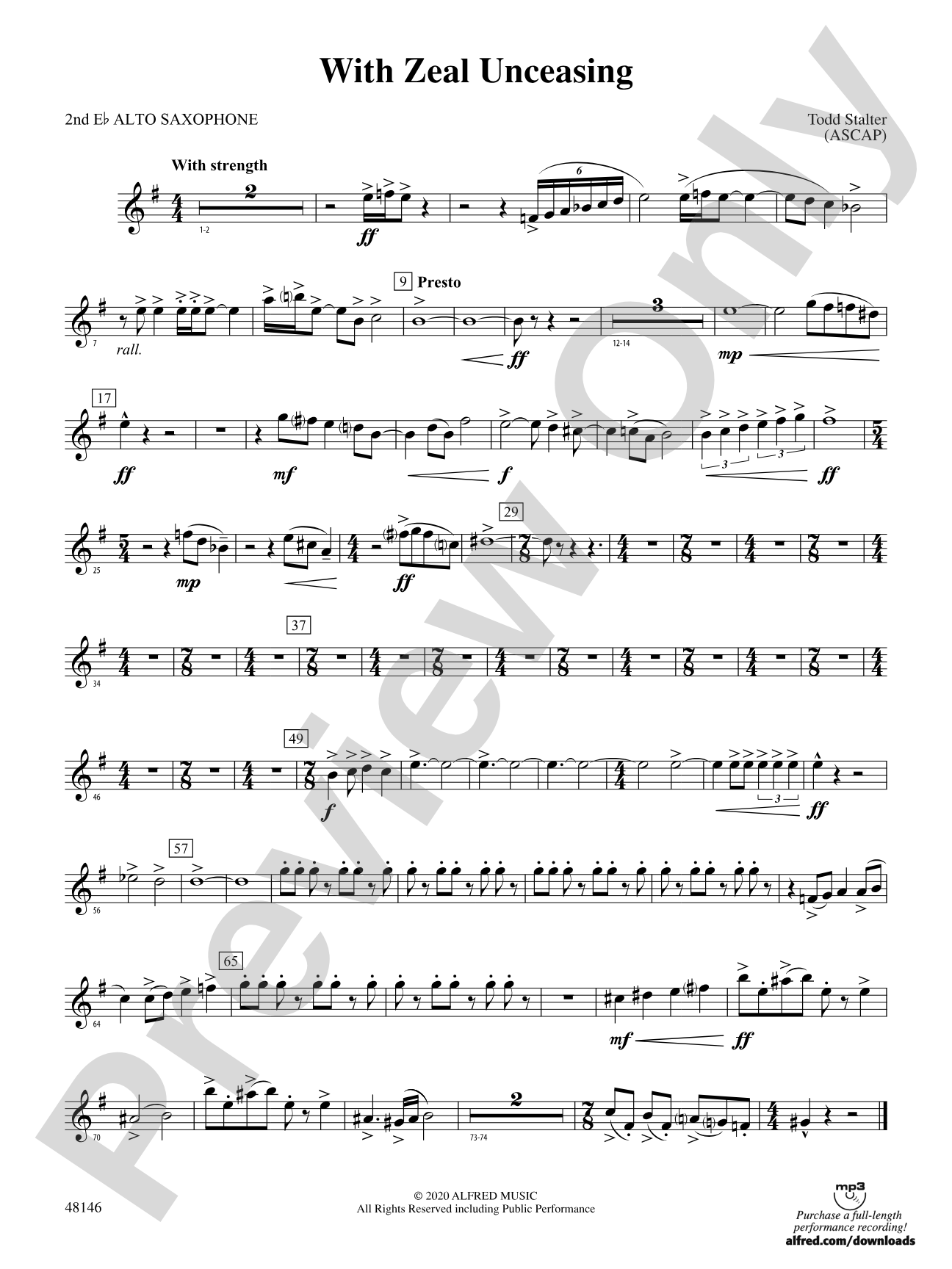 With Zeal Unceasing: 2nd E-flat Alto Saxophone