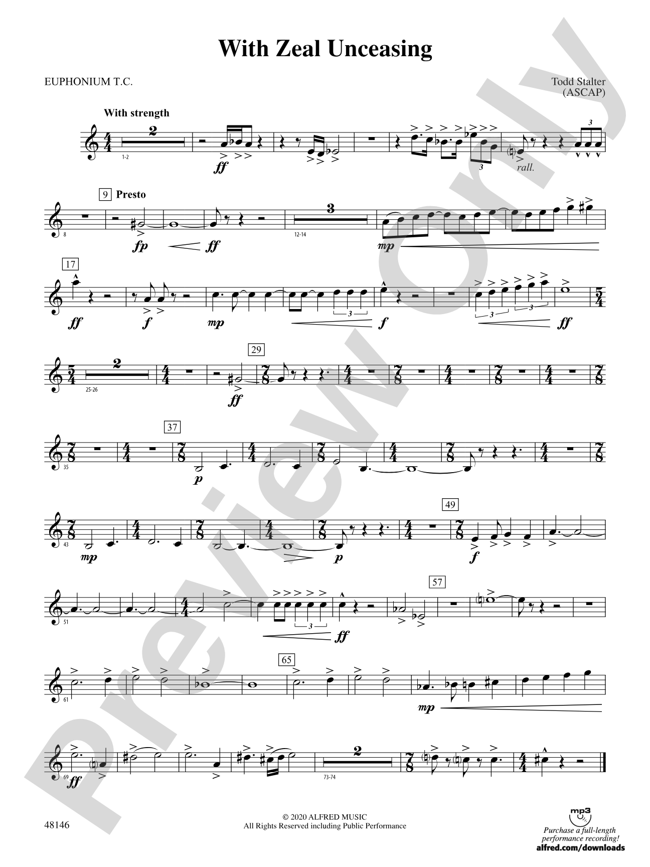With Zeal Unceasing: Baritone T.C.