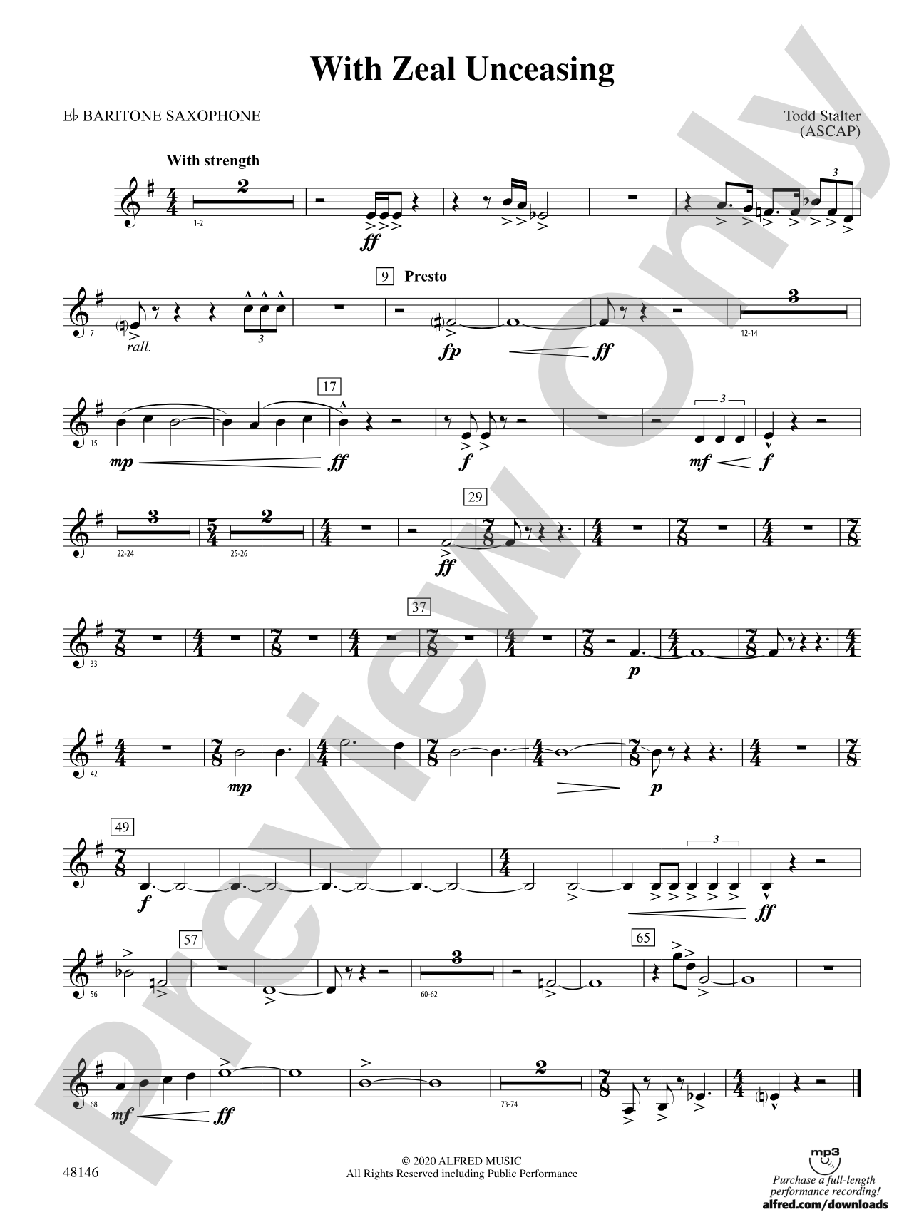 With Zeal Unceasing: E-flat Baritone Saxophone