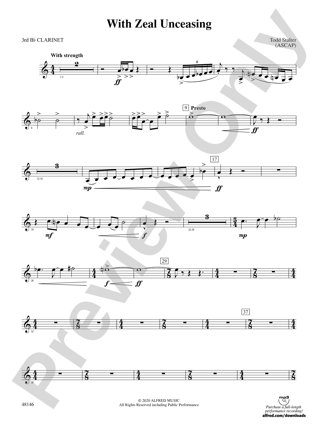 With Zeal Unceasing: 3rd B-flat Clarinet