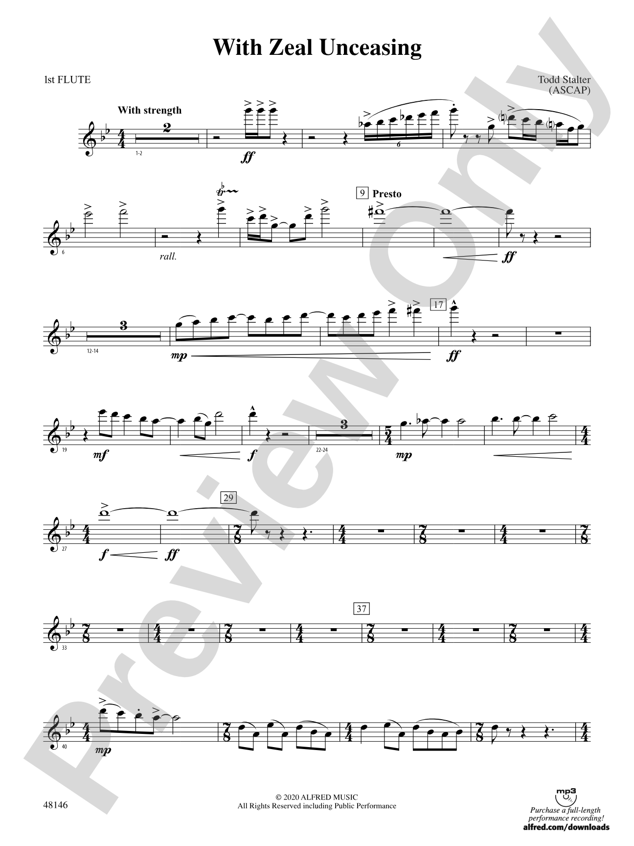With Zeal Unceasing: Flute