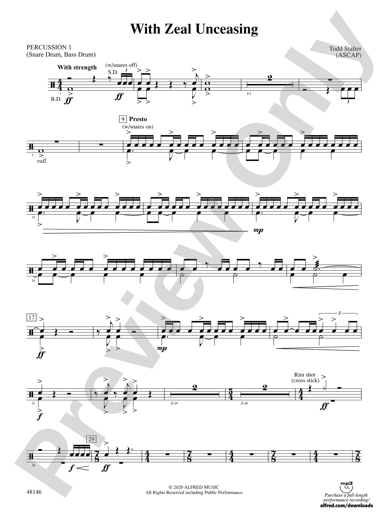 With Zeal Unceasing: 1st Percussion