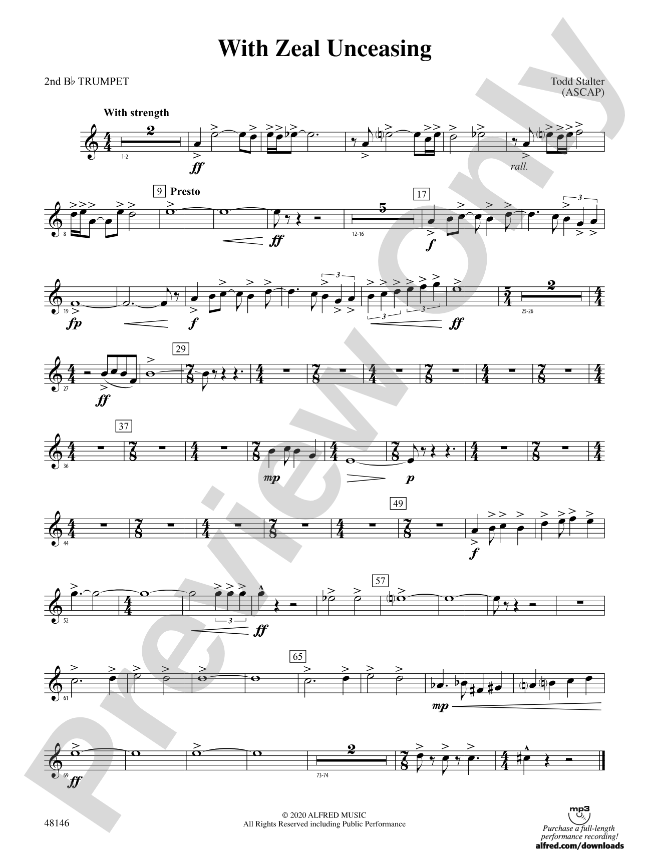 With Zeal Unceasing: 2nd B-flat Trumpet