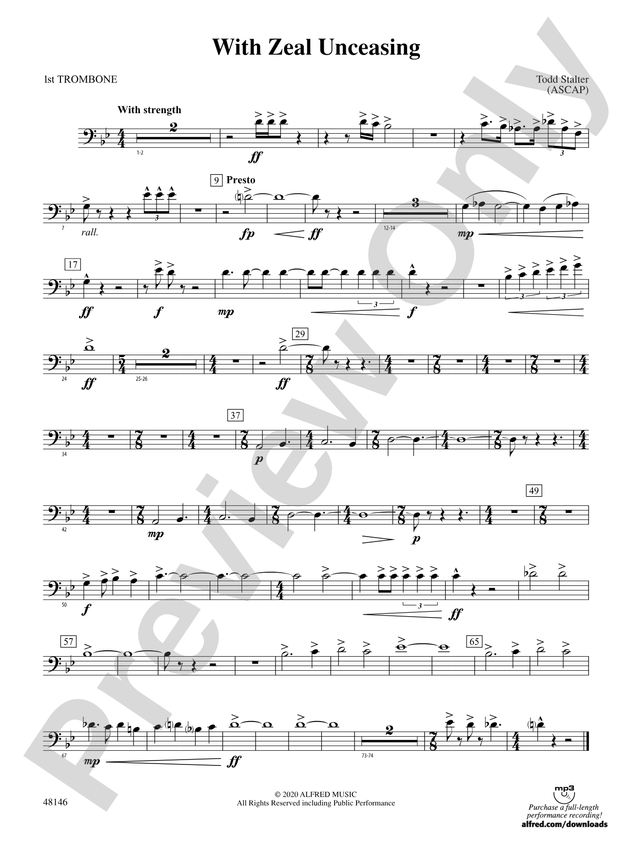With Zeal Unceasing: 1st Trombone
