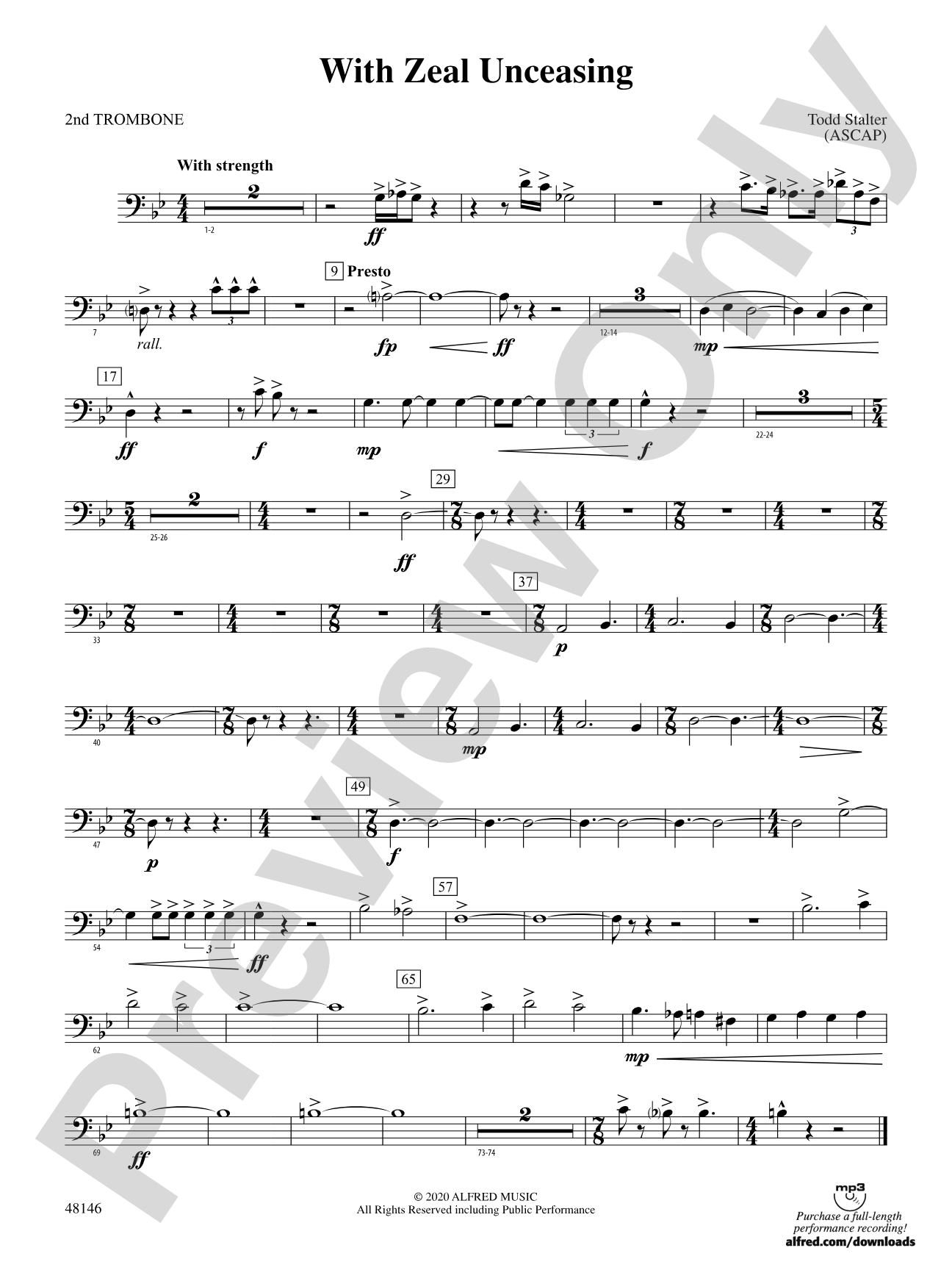 With Zeal Unceasing: 2nd Trombone