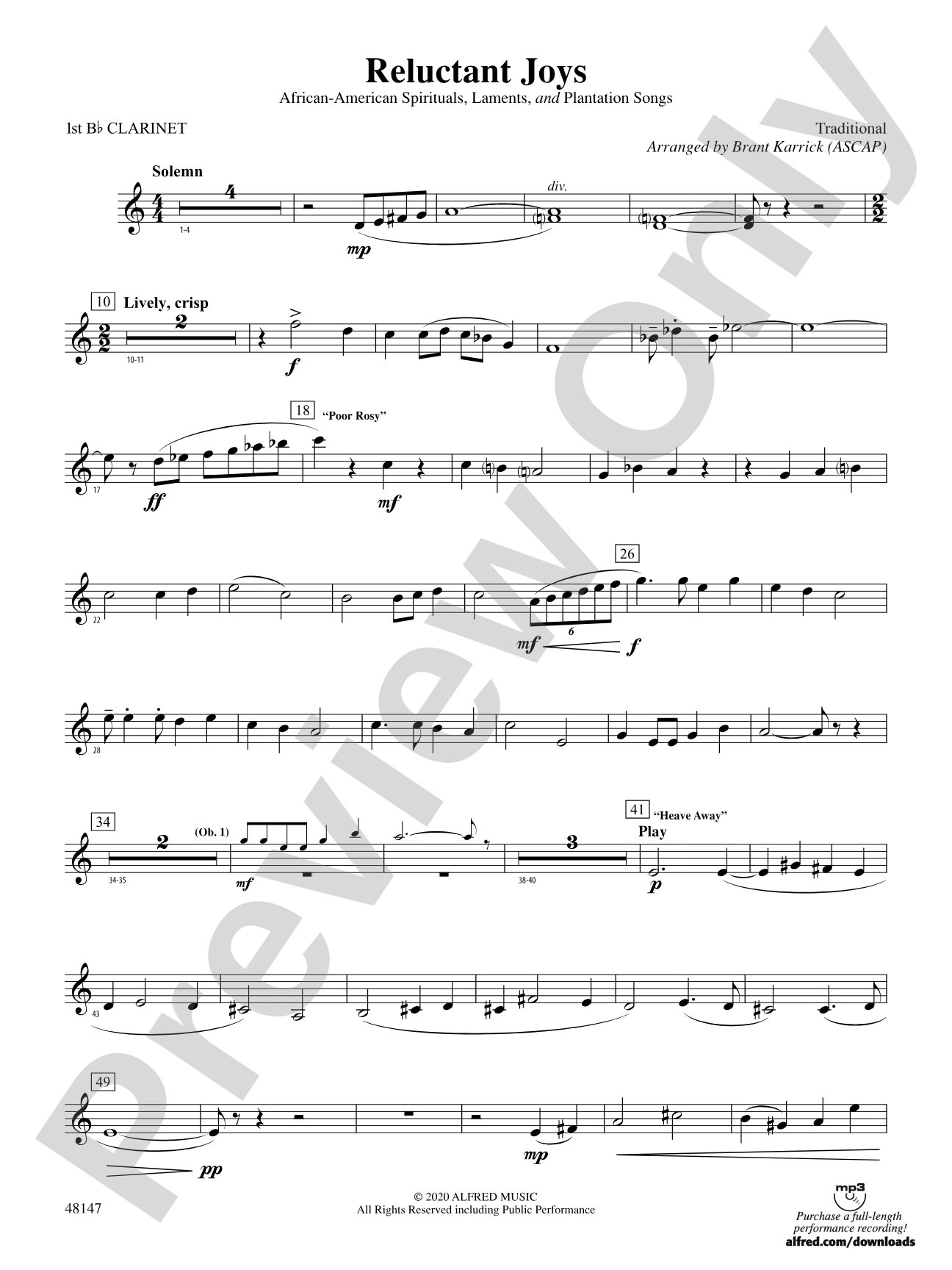 Reluctant Joys: 1st B-flat Clarinet