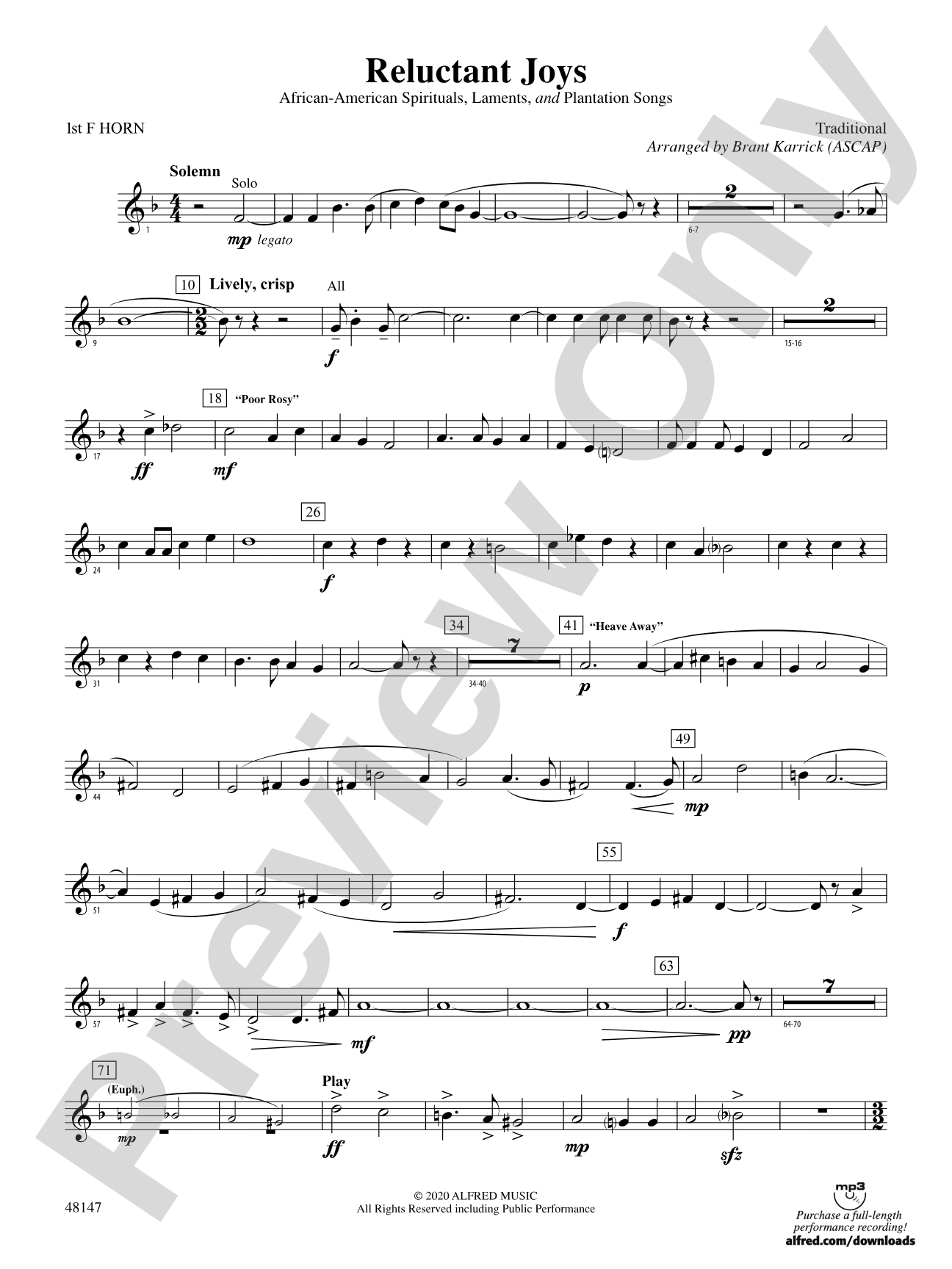 Reluctant Joys: 1st F Horn