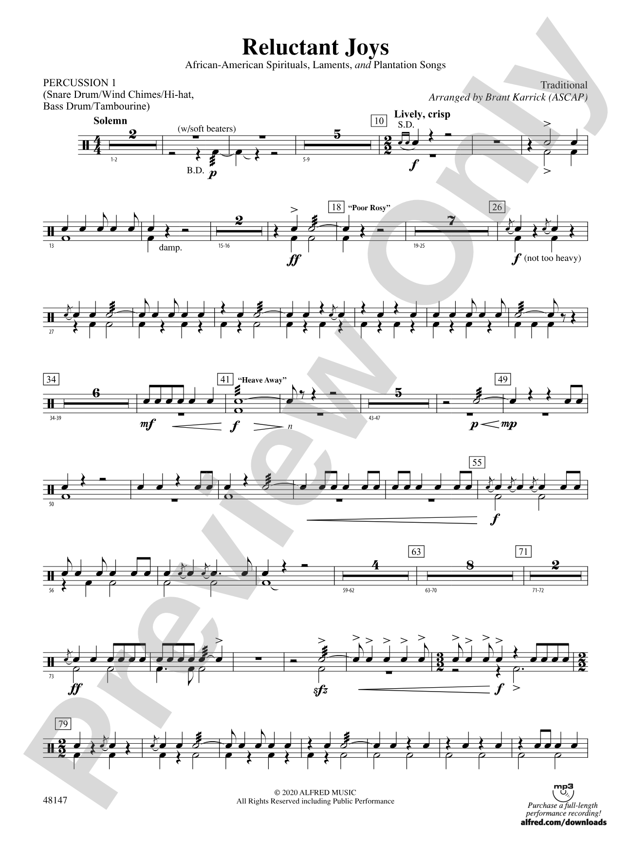 Reluctant Joys: 1st Percussion