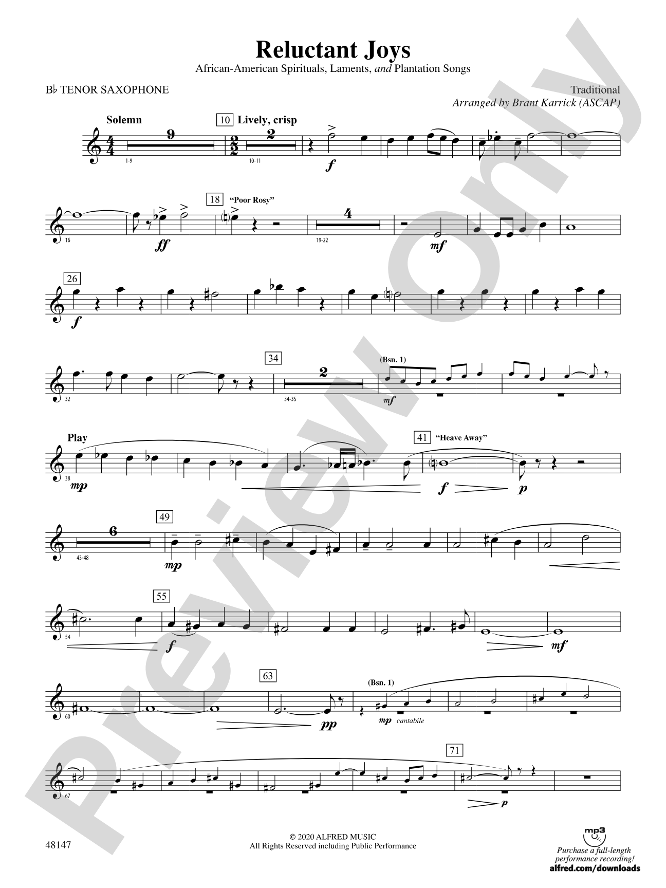 Reluctant Joys: B-flat Tenor Saxophone