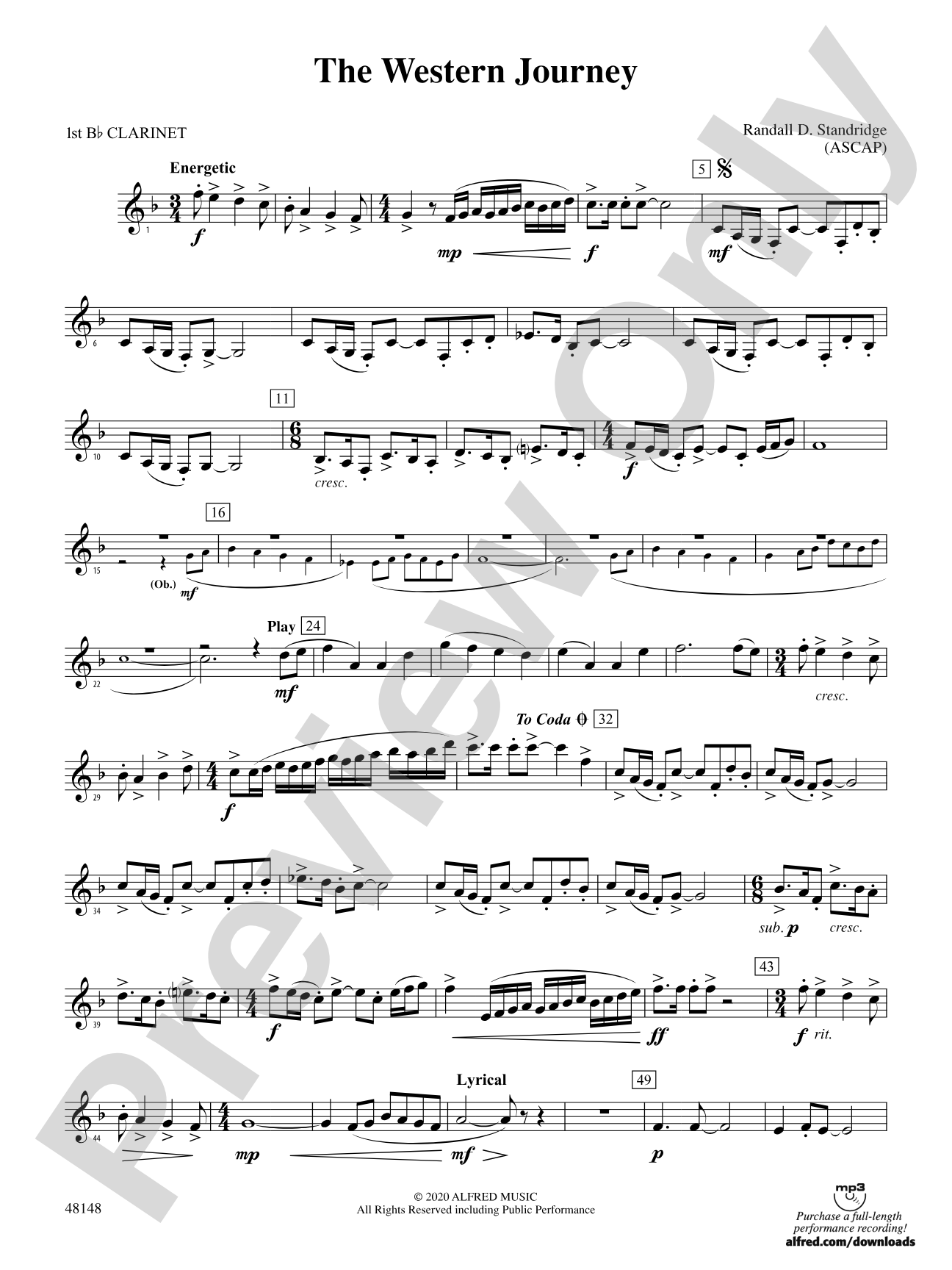 The Western Journey: 1st B-flat Clarinet