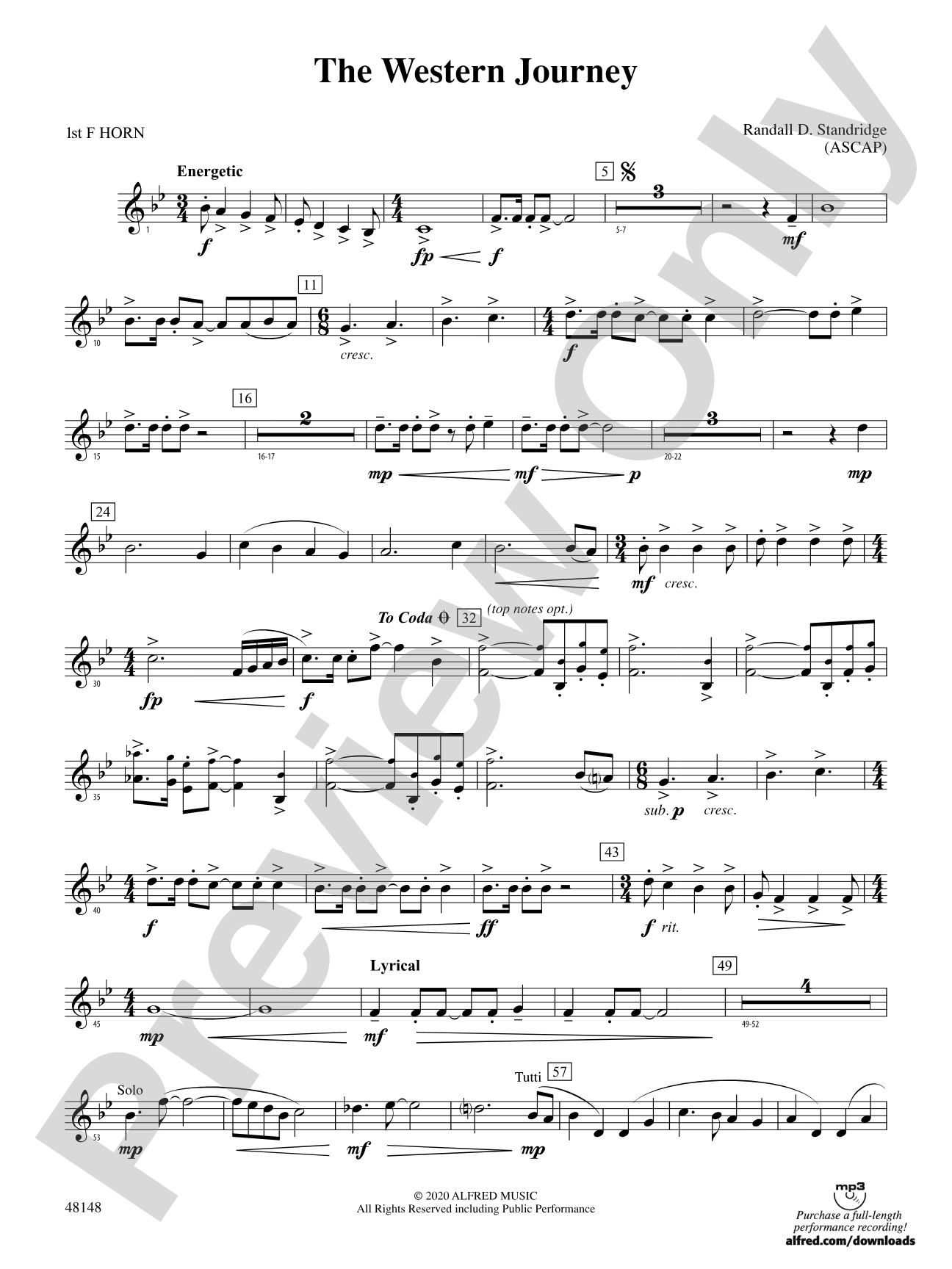 The Western Journey: 1st F Horn
