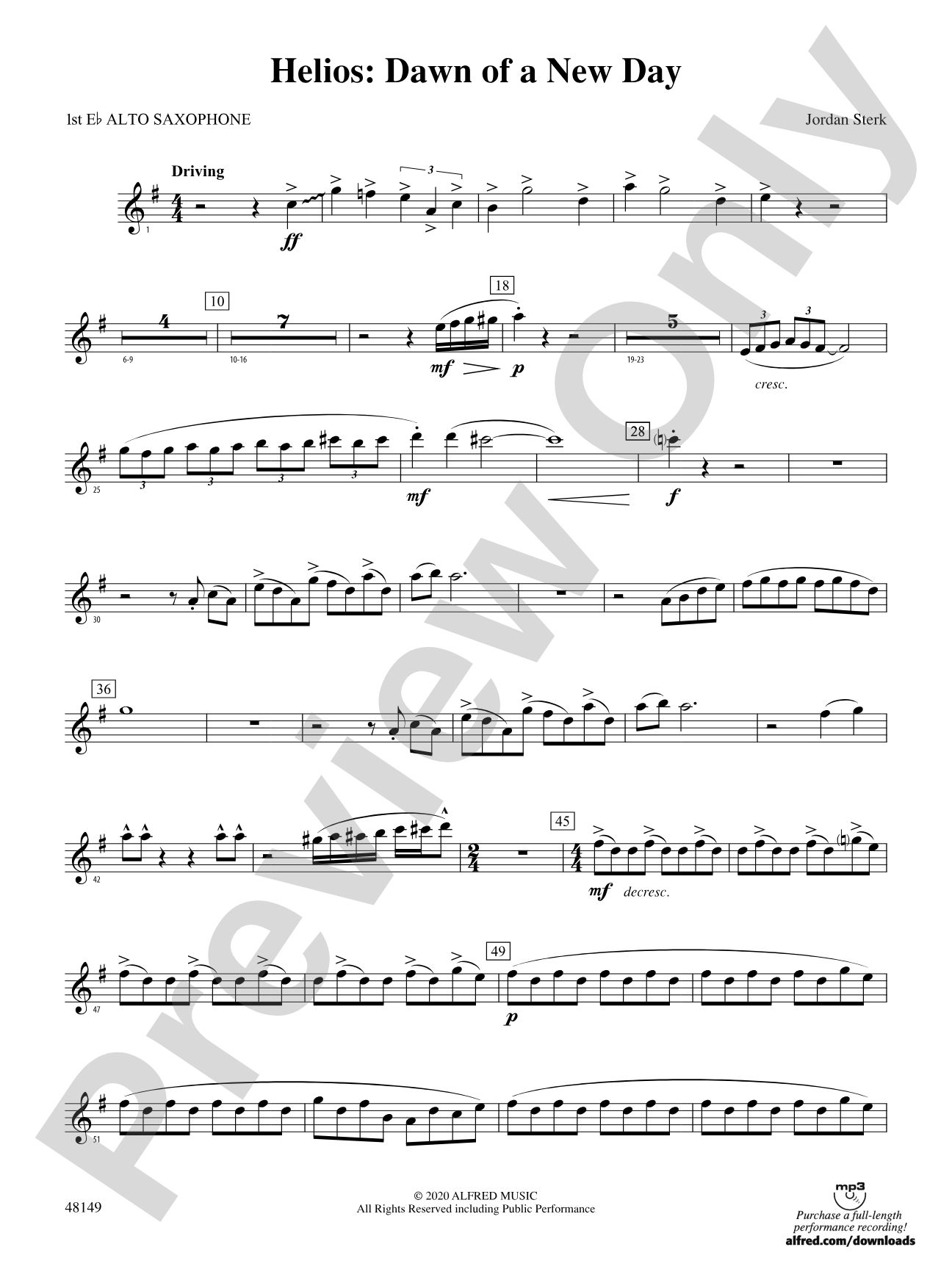 Helios: Dawn of a New Day: E-flat Alto Saxophone