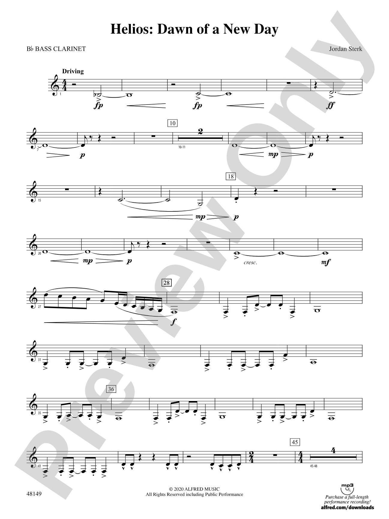 Helios: Dawn of a New Day: B-flat Bass Clarinet