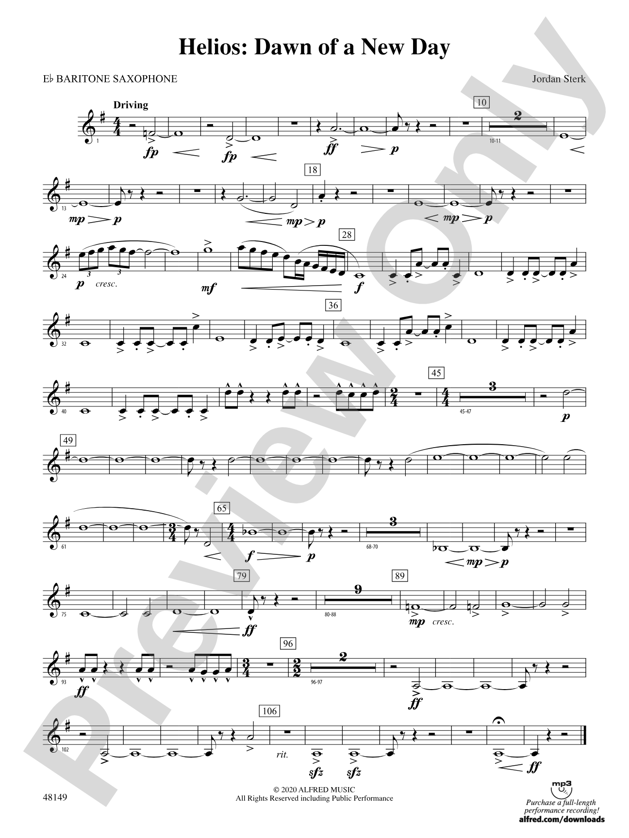 Helios: Dawn of a New Day: E-flat Baritone Saxophone