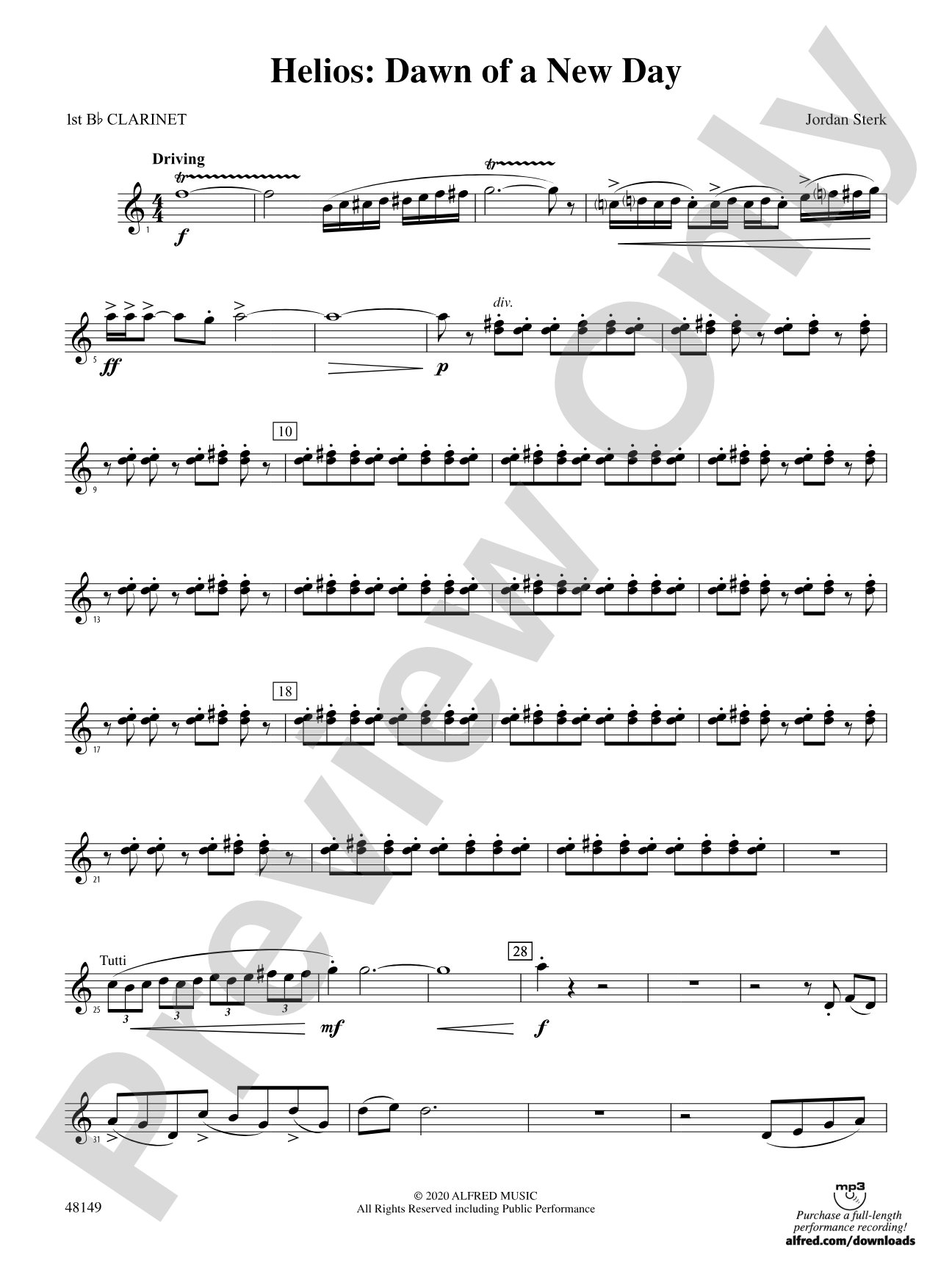 Helios: Dawn of a New Day: 1st B-flat Clarinet